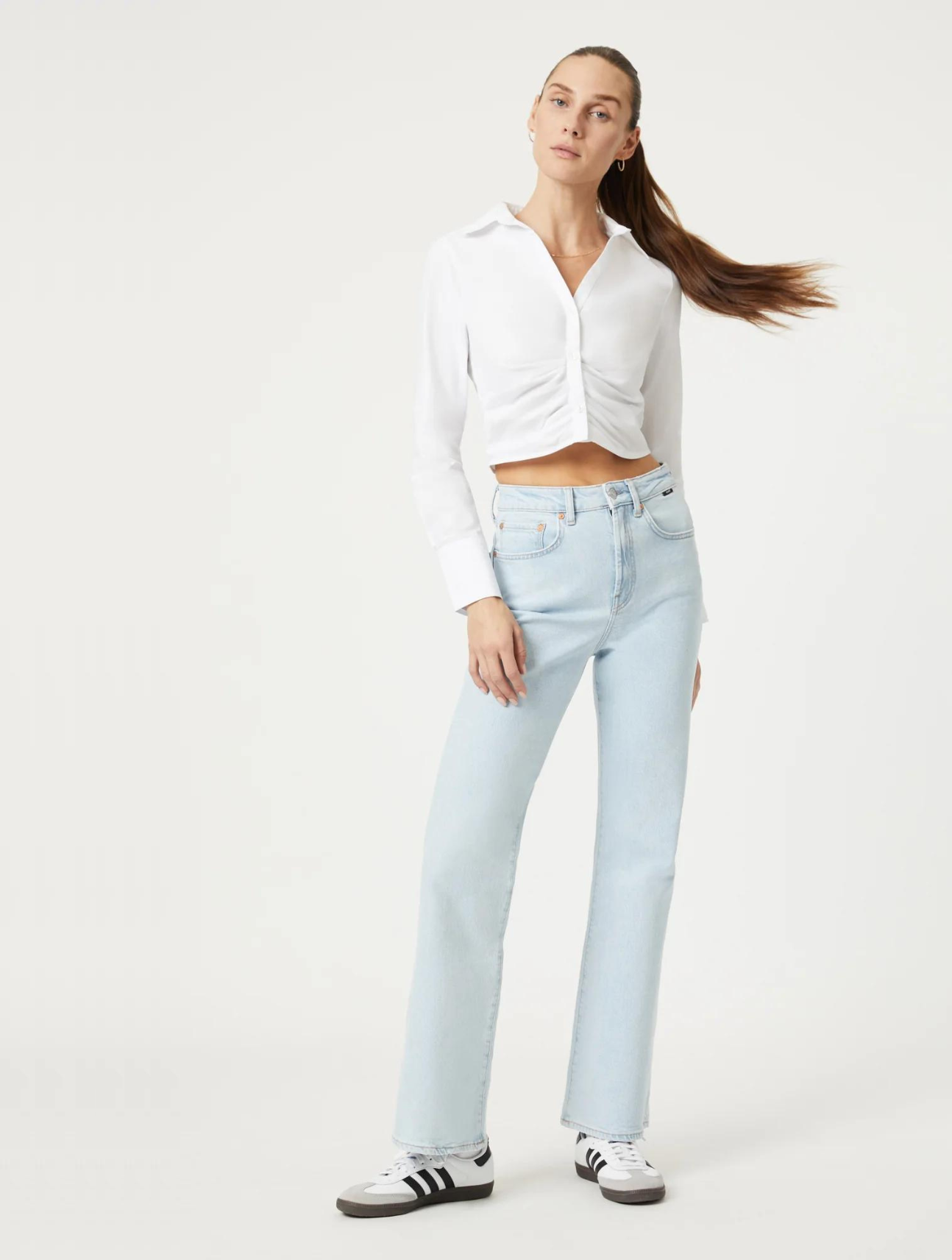 Cropped Button-Up Shirt