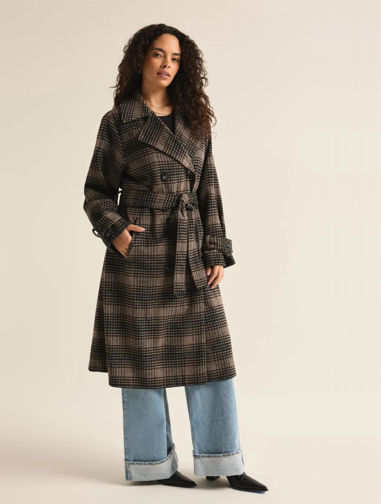 Jackie Plaid Trench