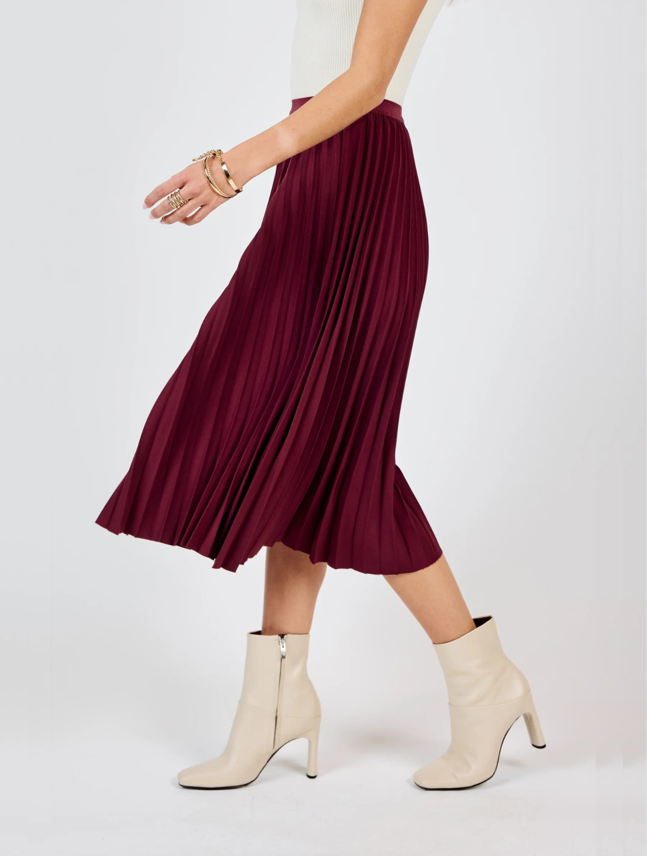 Silent Streets Pleated Midi Skirt
