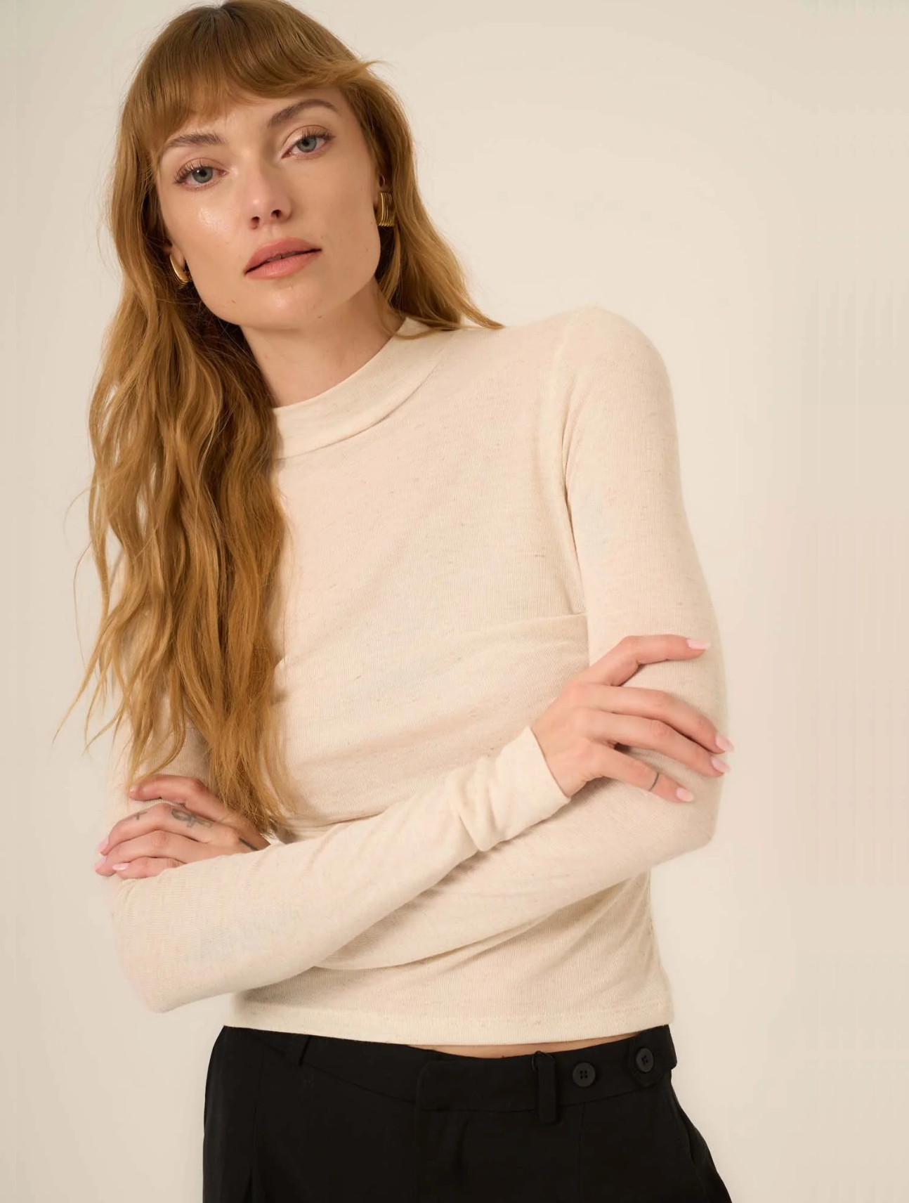 Belle Baby Rib Mock Neck Long Sleeve