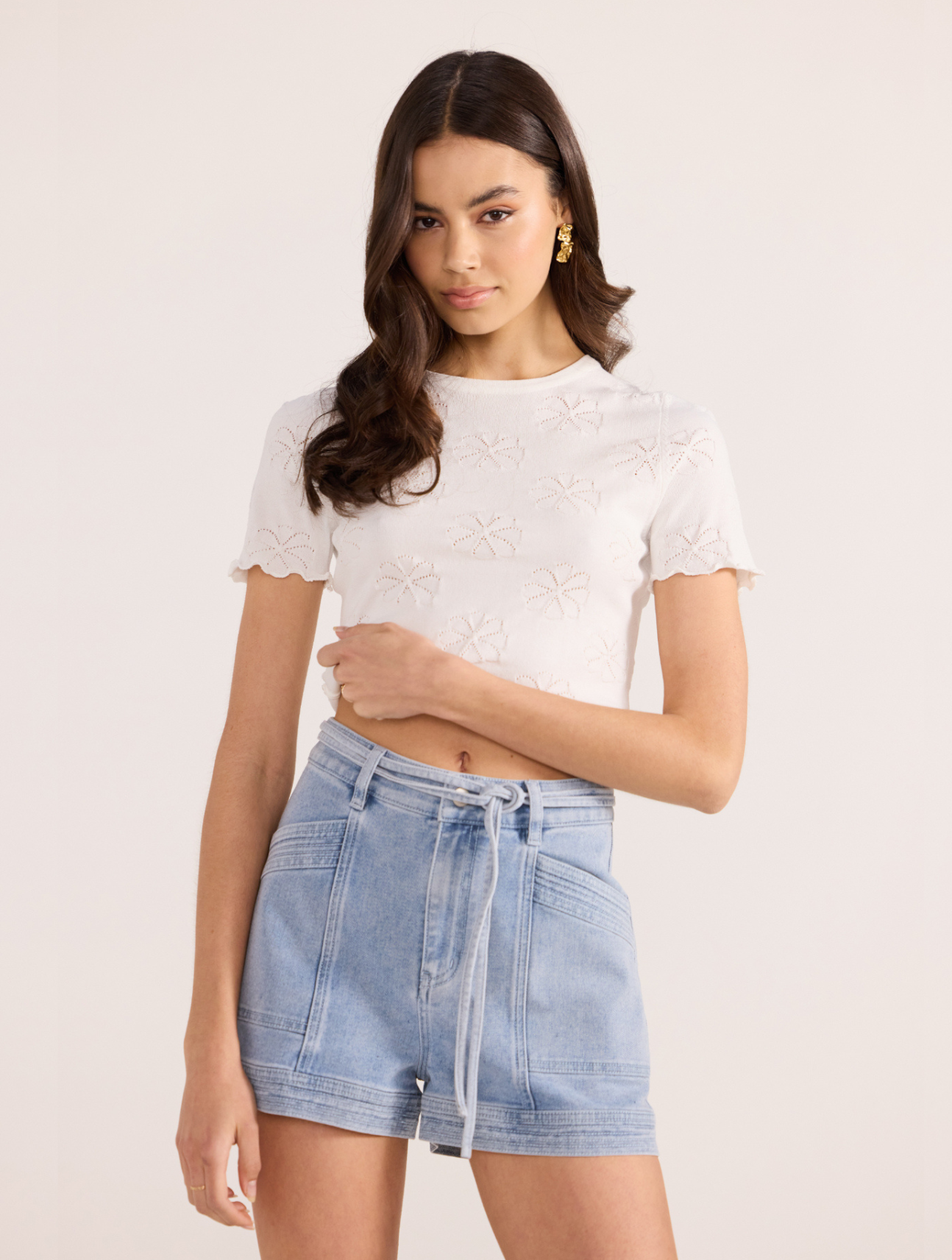 Bowie Pointelle Knit Tee