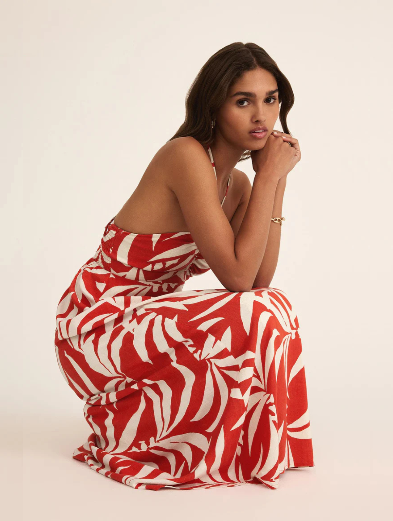 Elodi Palm Midi Dress