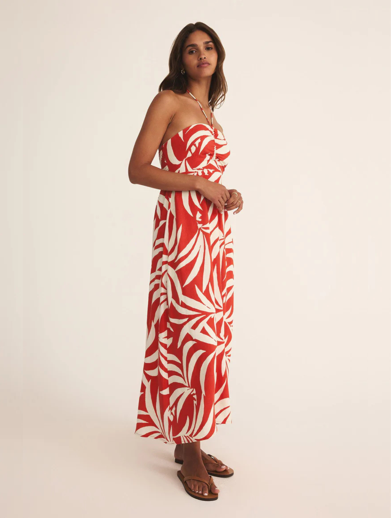 Elodi Palm Midi Dress