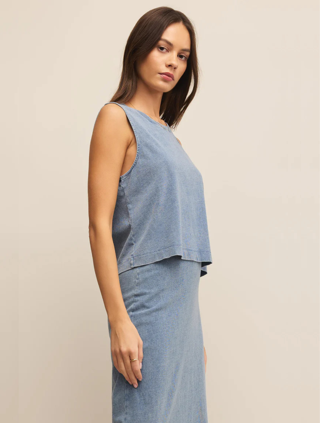Sloane Denim Jersey Muscle Tank