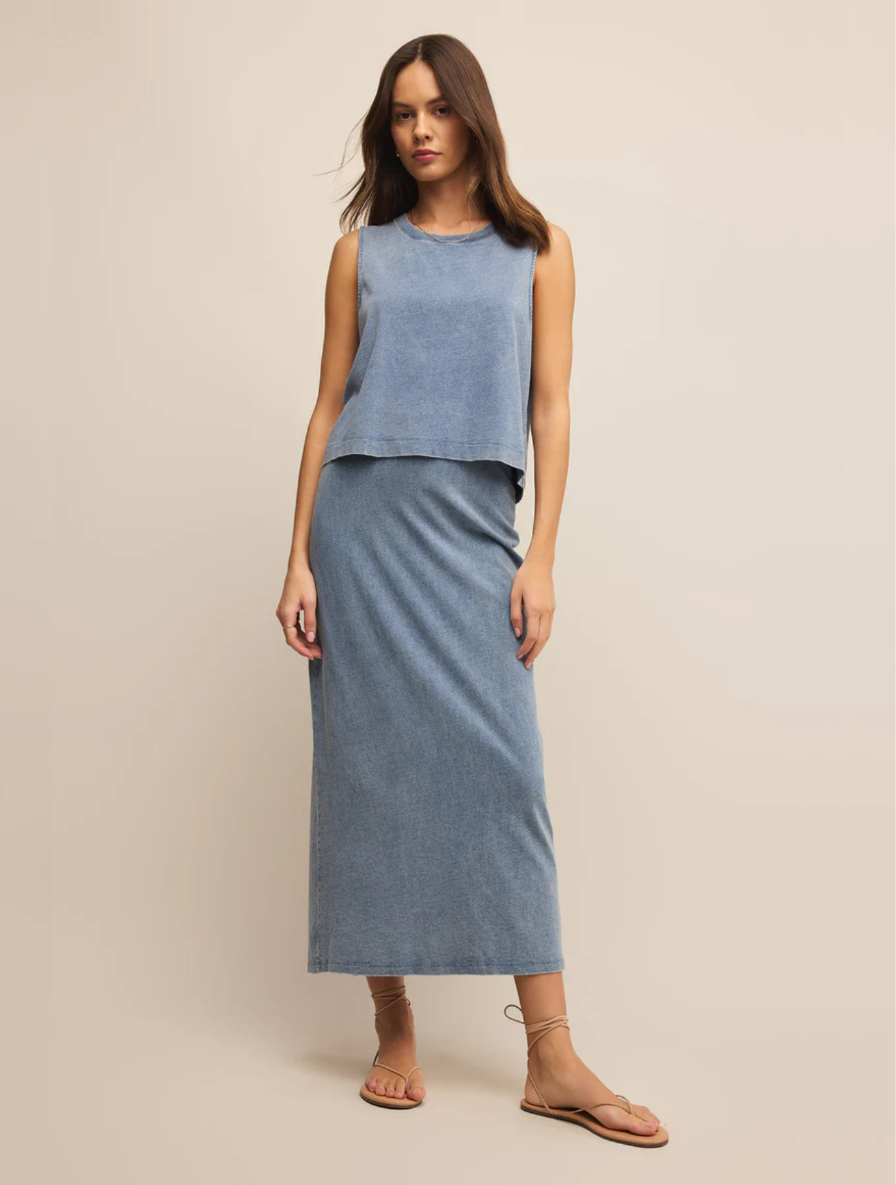 Sloane Denim Jersey Muscle Tank