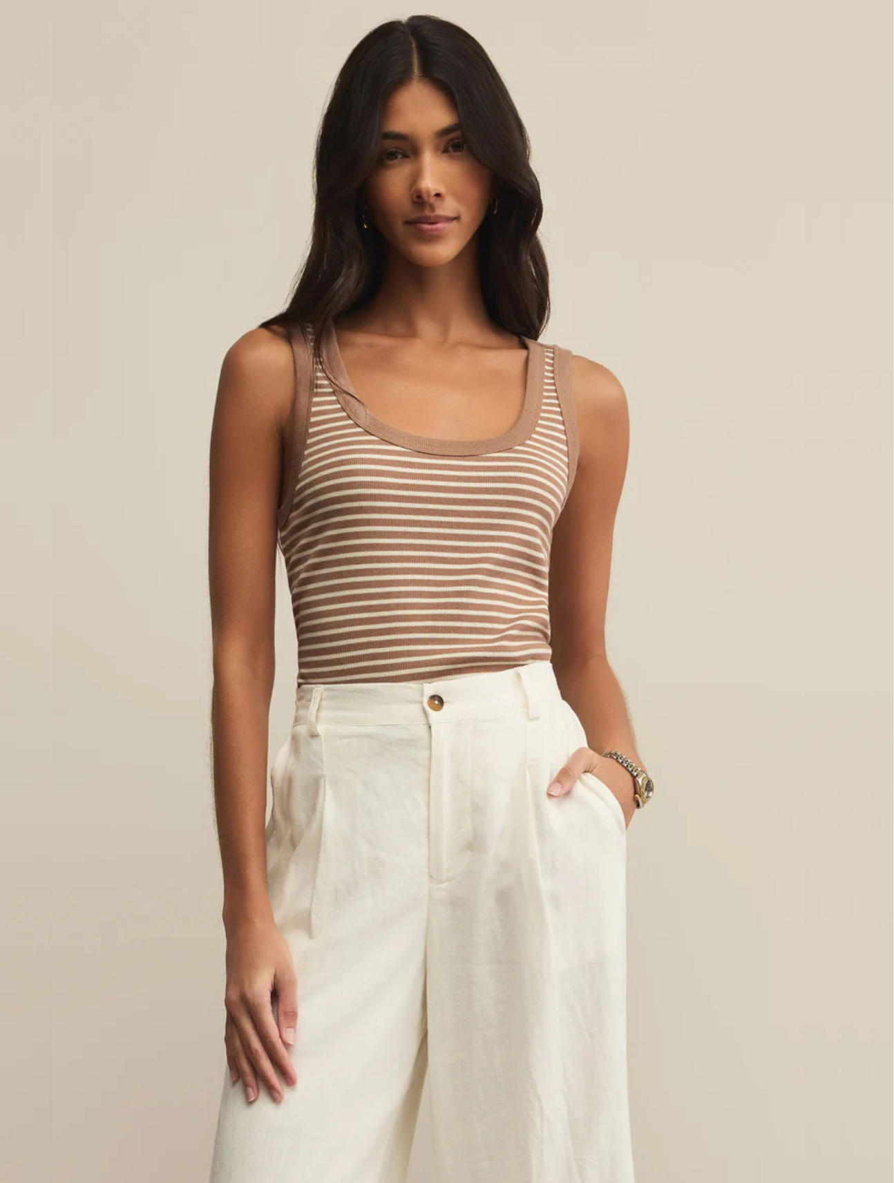 Elin Stripe Rib Tank
