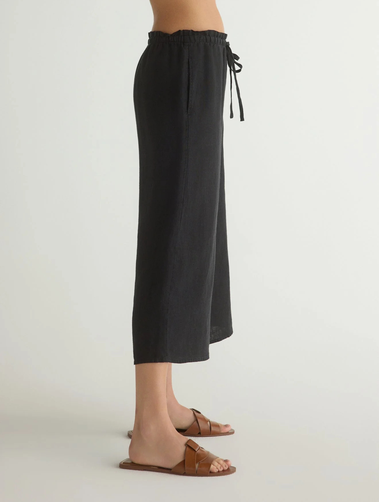 Ruffle Waist Wide Leg Crop