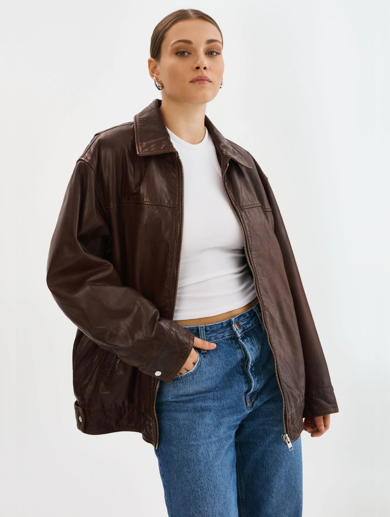 Theia Leather Bomber