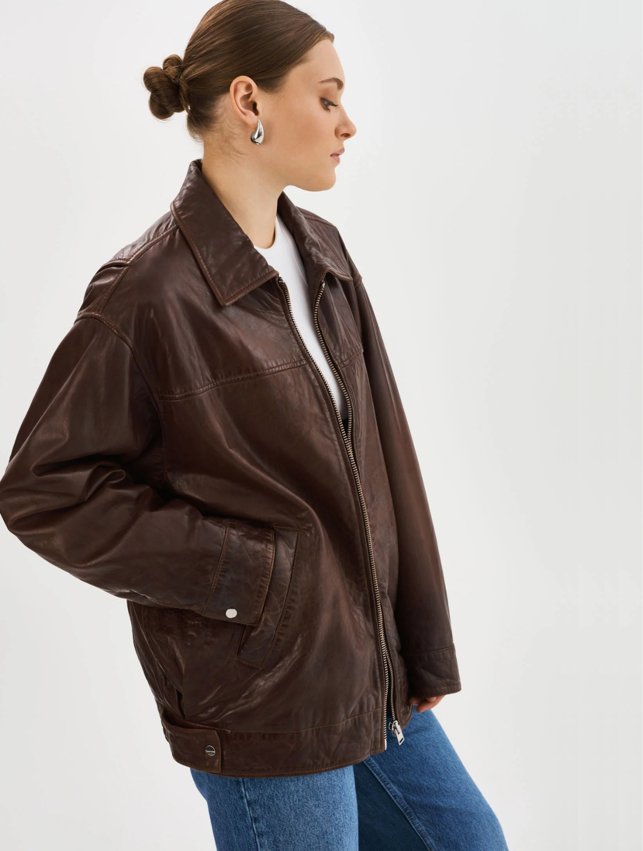 Theia Leather Bomber