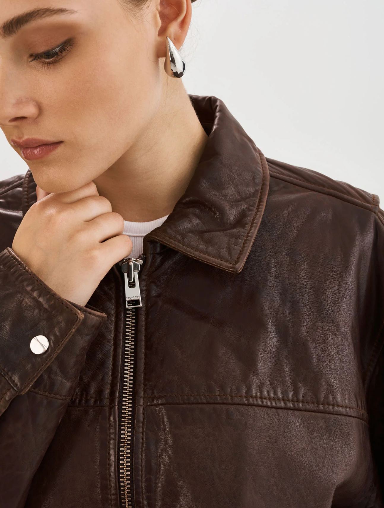 Theia Leather Bomber