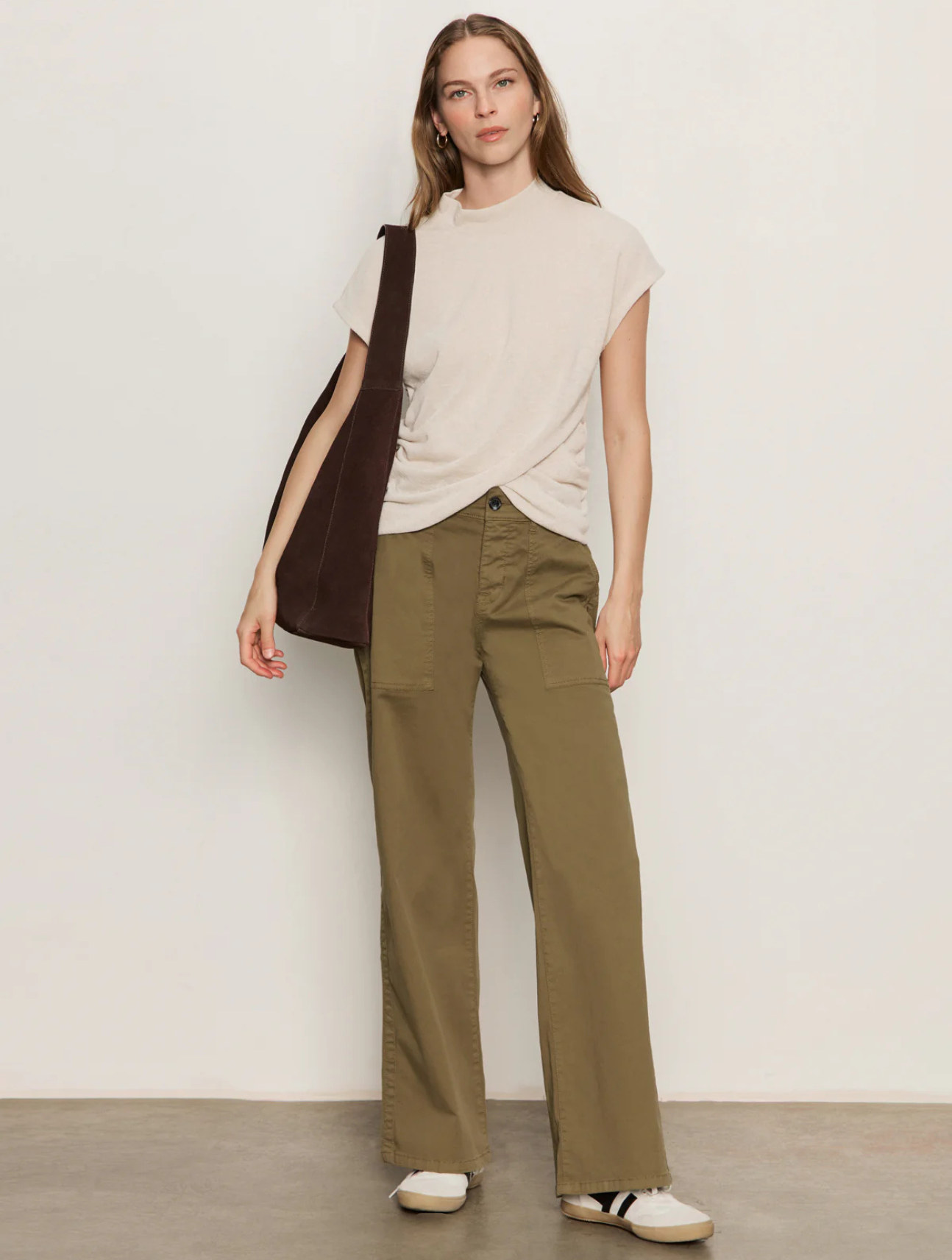 Draped Sleeveless Mock Neck