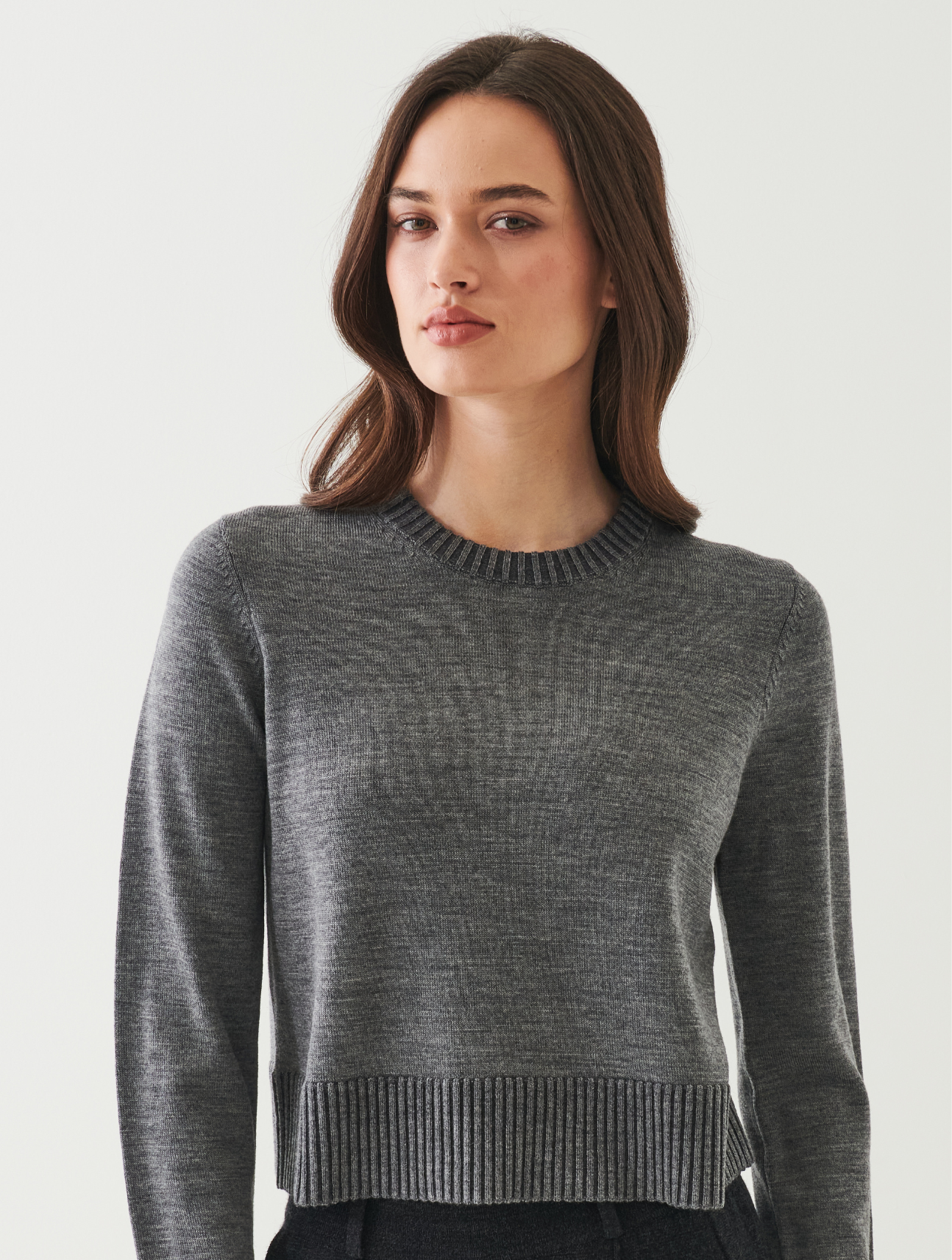 Plaited Merino Crop Crew