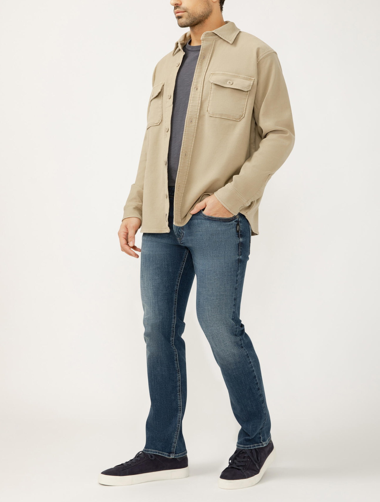 Button Up Knit Flex Shirt
