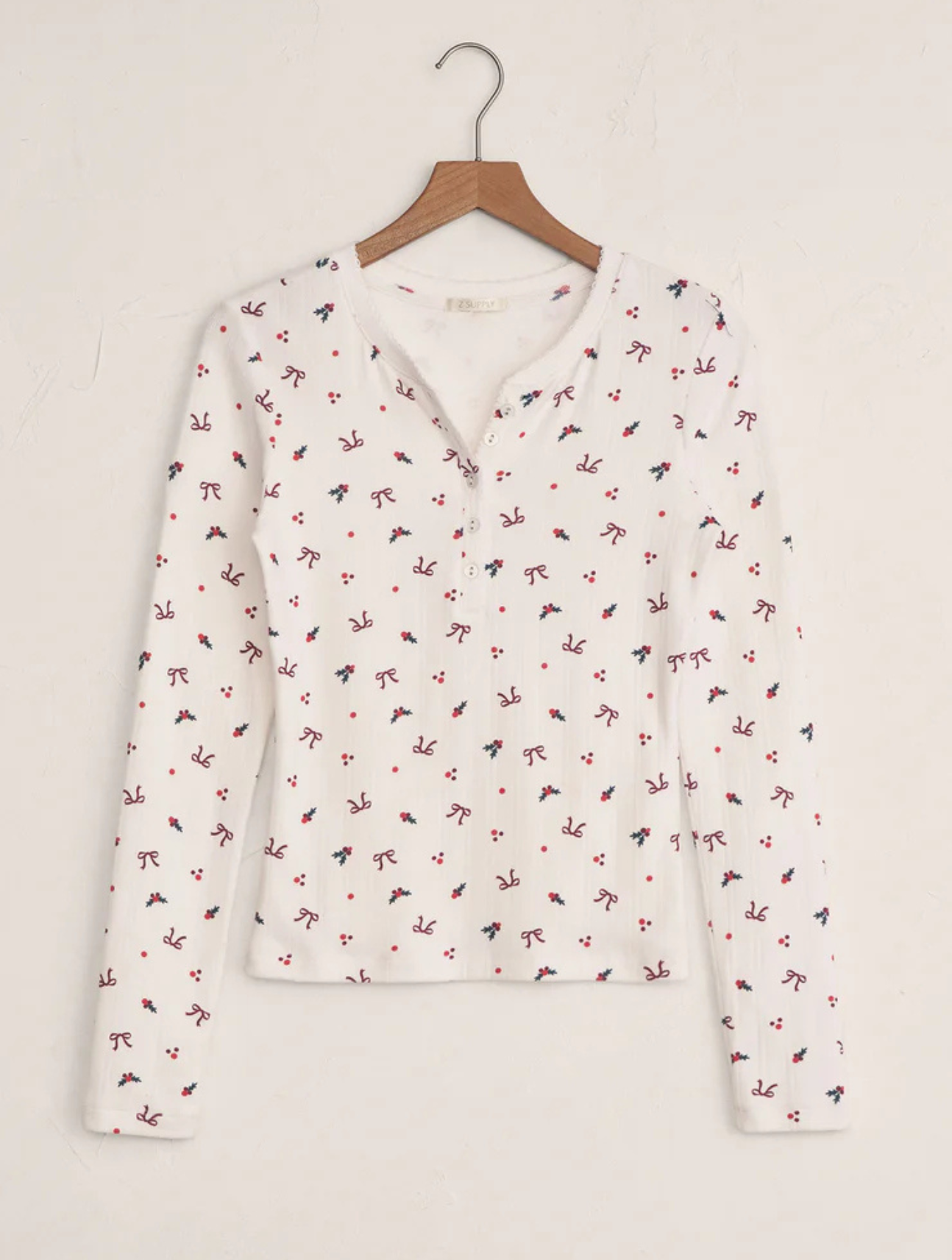 Luxe Holly Pointelle Long Sleeve Top