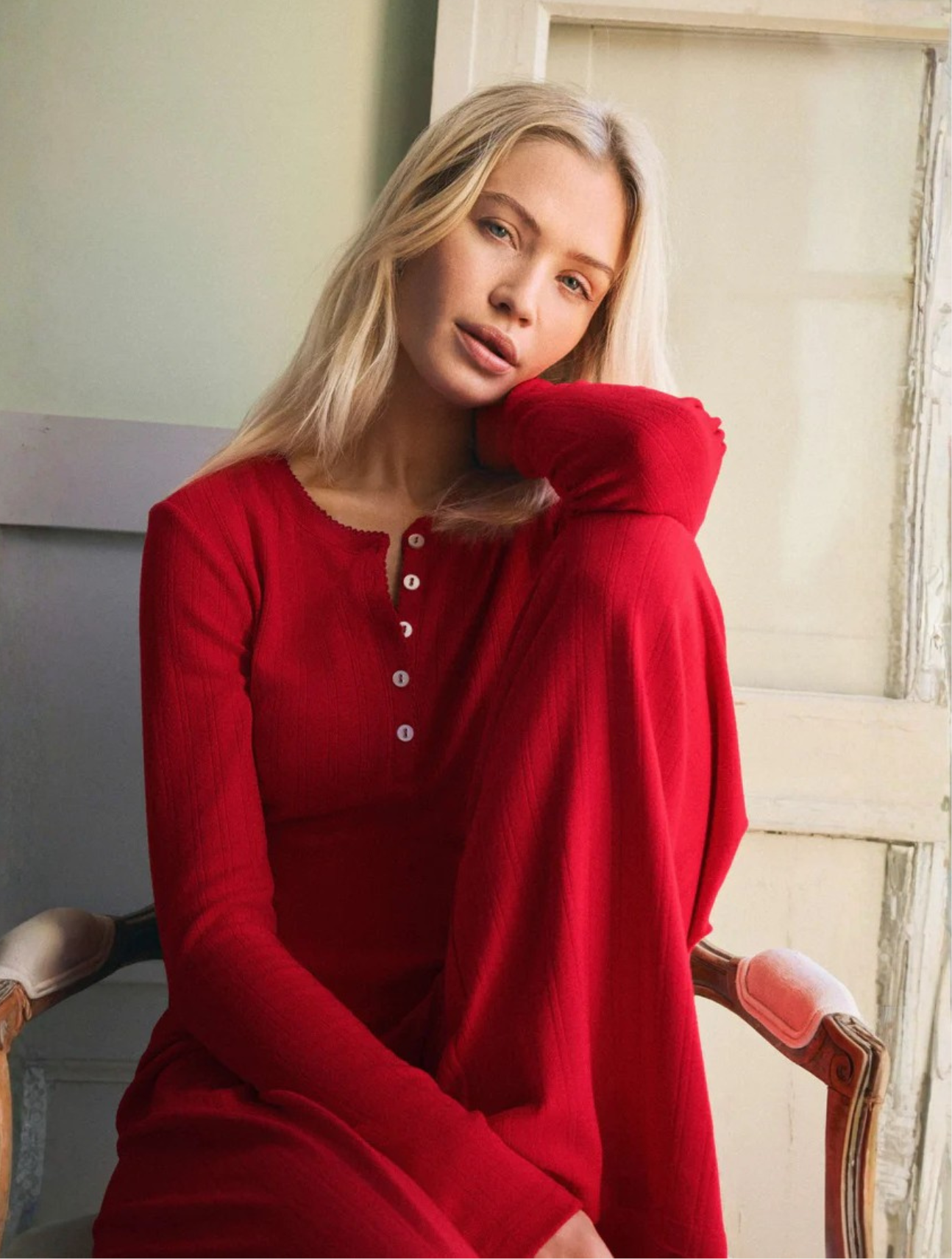 Luxe Holly Pointelle Long Sleeve Top