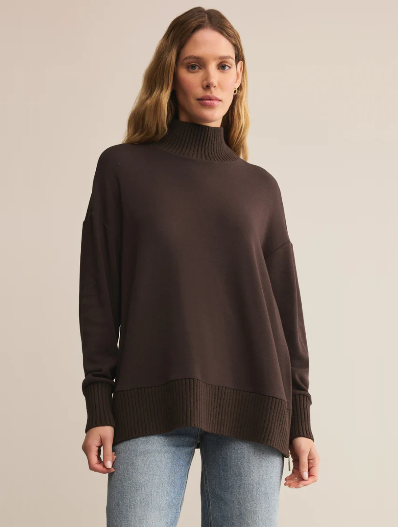 Sable Luxe Mock Neck Top