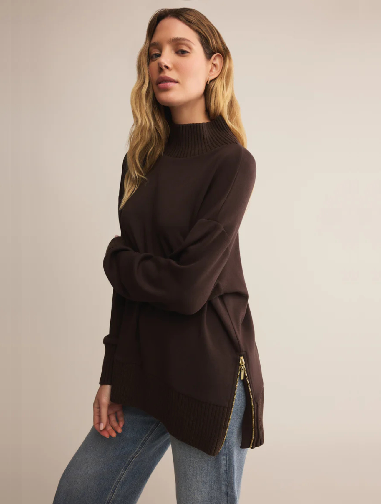 Sable Luxe Mock Neck Top