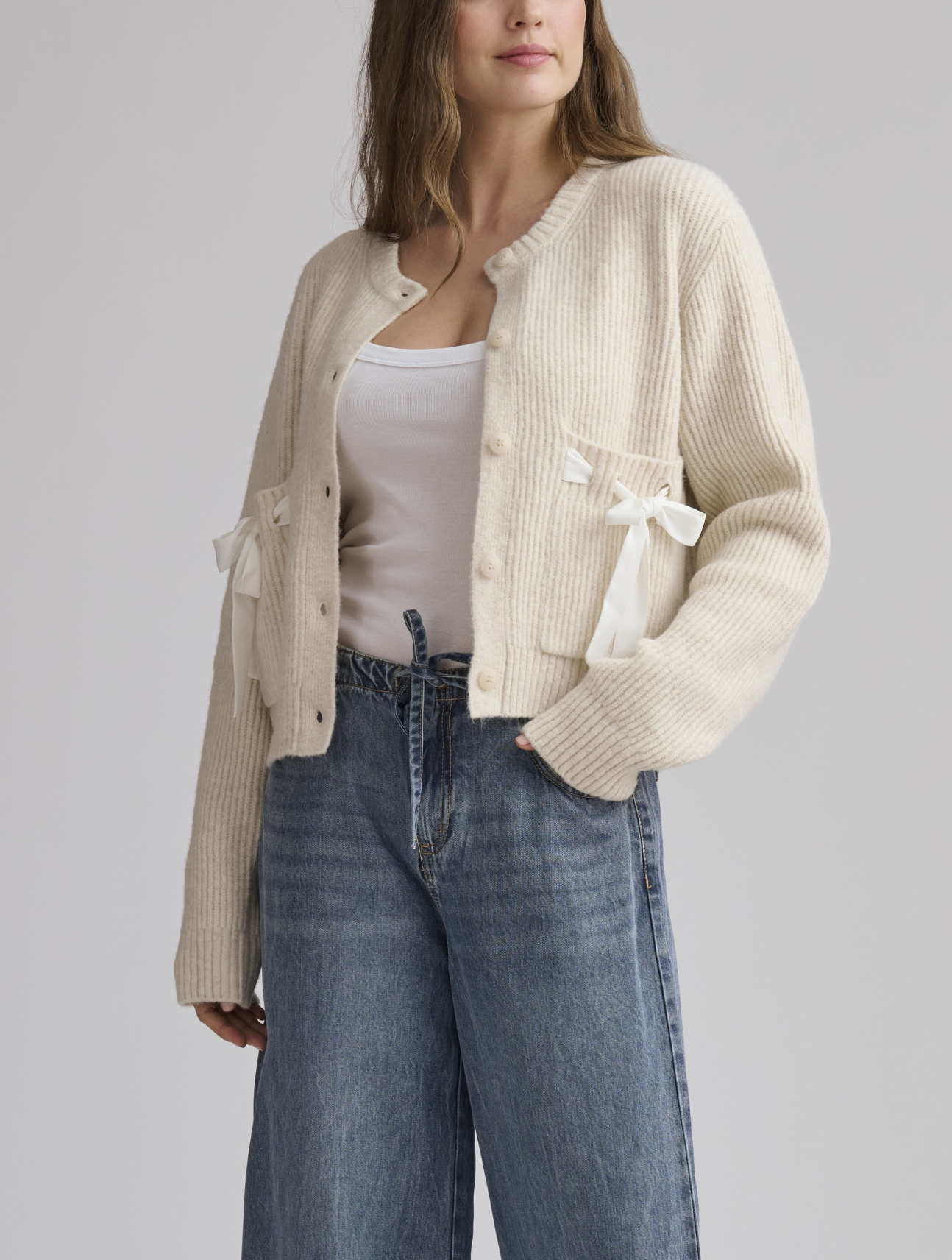 Stassi Satin Tie Cardigan