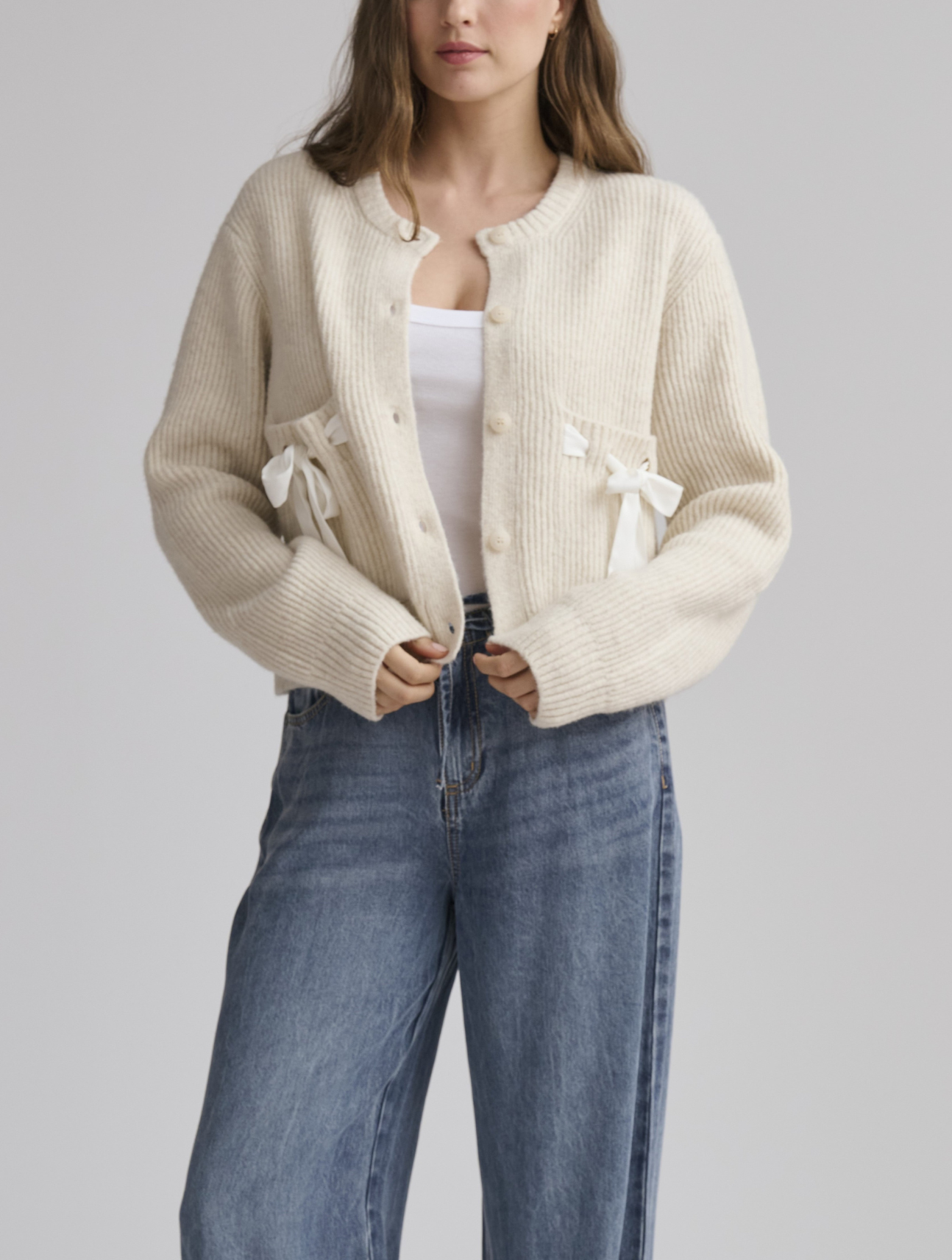 Stassi Satin Tie Cardigan