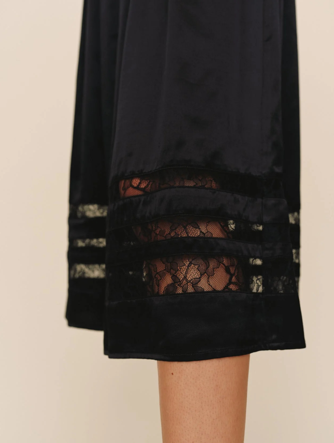 Lace Inset Midi Skirt