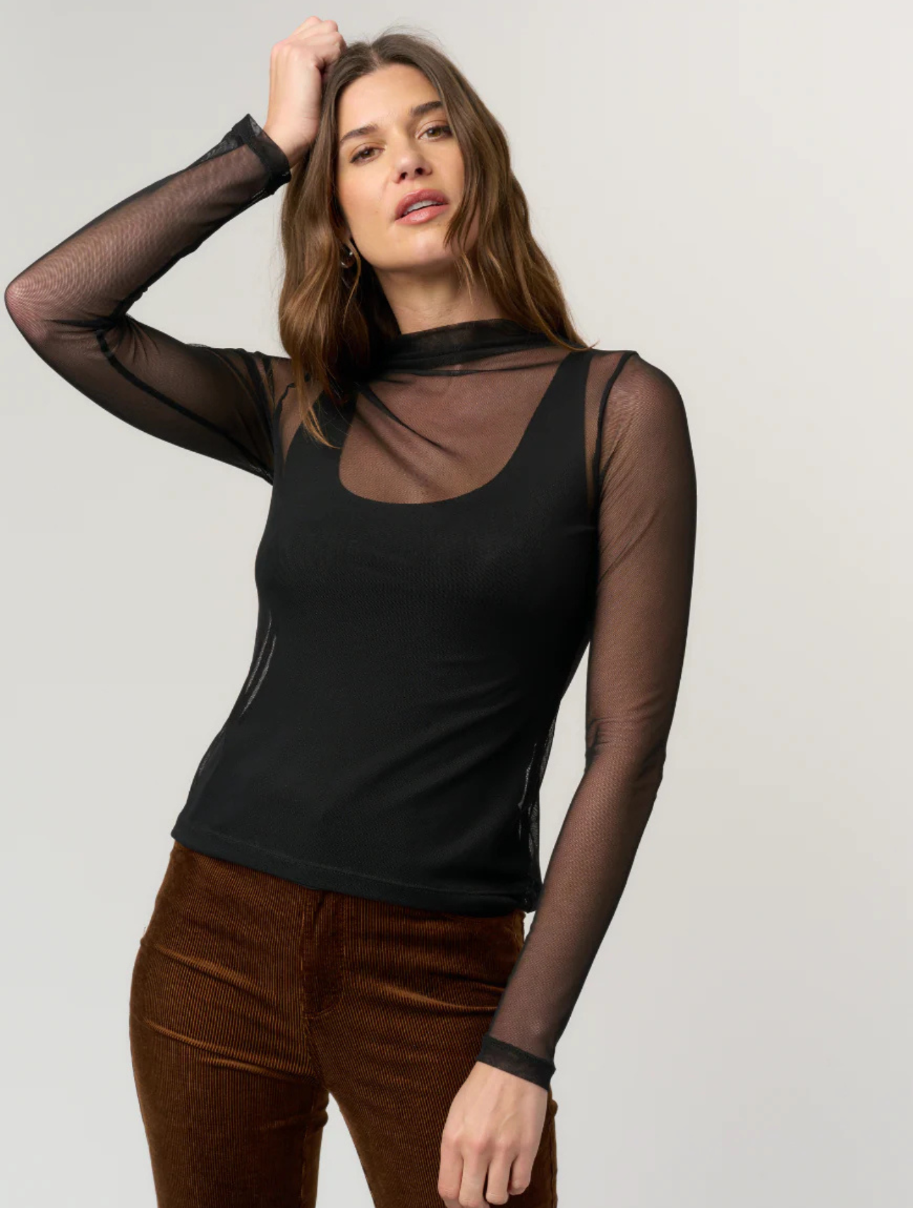 Tess Mesh Funnel Neck Top