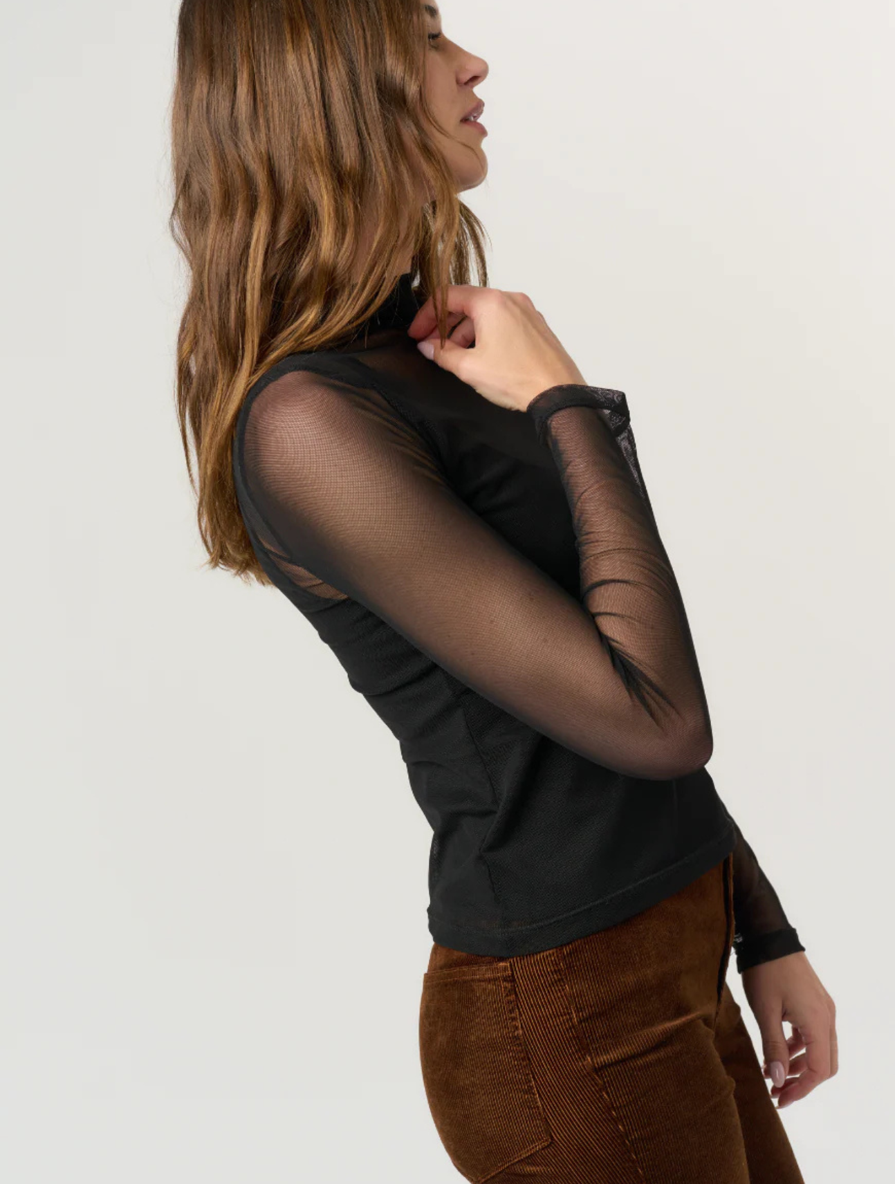 Tess Mesh Funnel Neck Top