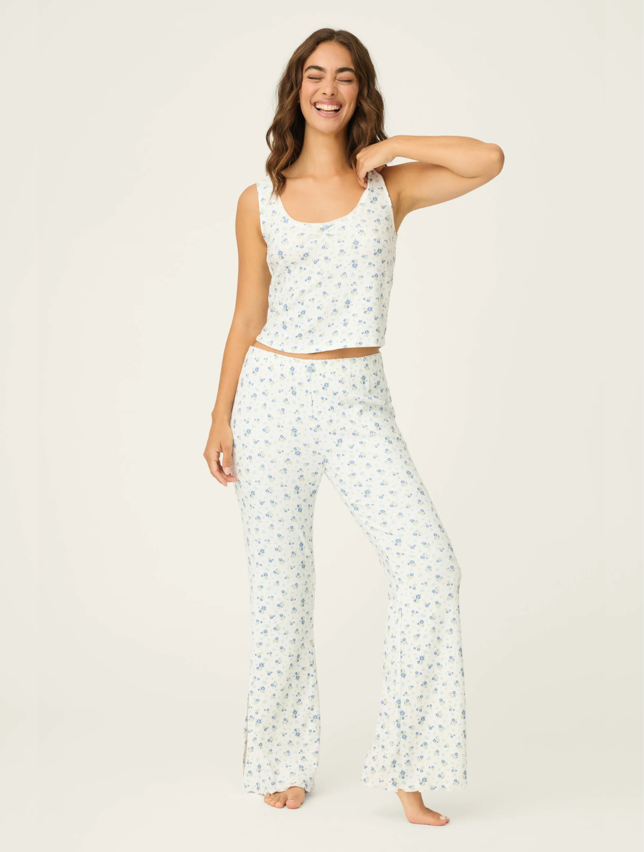 More Amour Ditsy Floral Pointelle PJ Tank