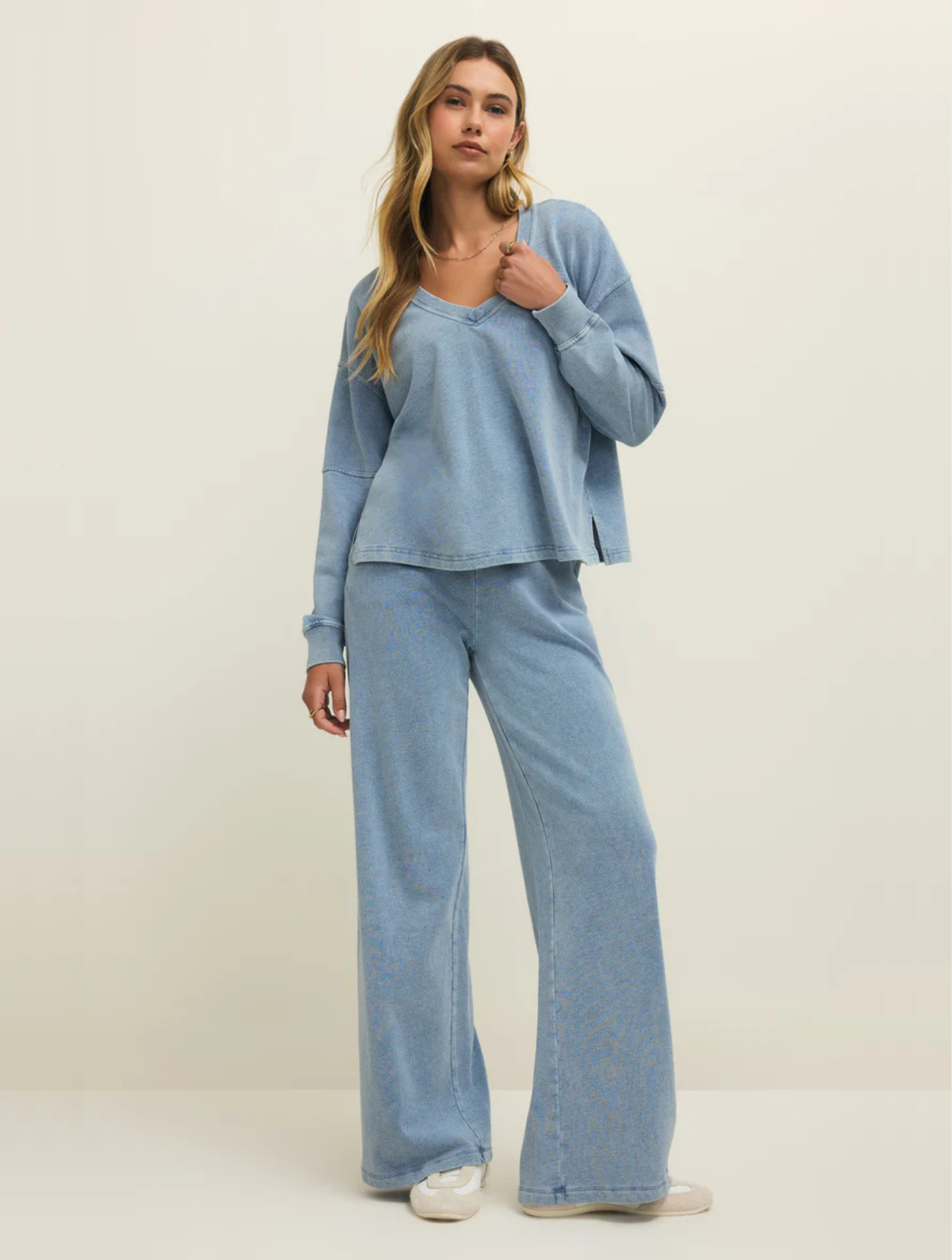 Delphine Knit Denim Sweatshirt