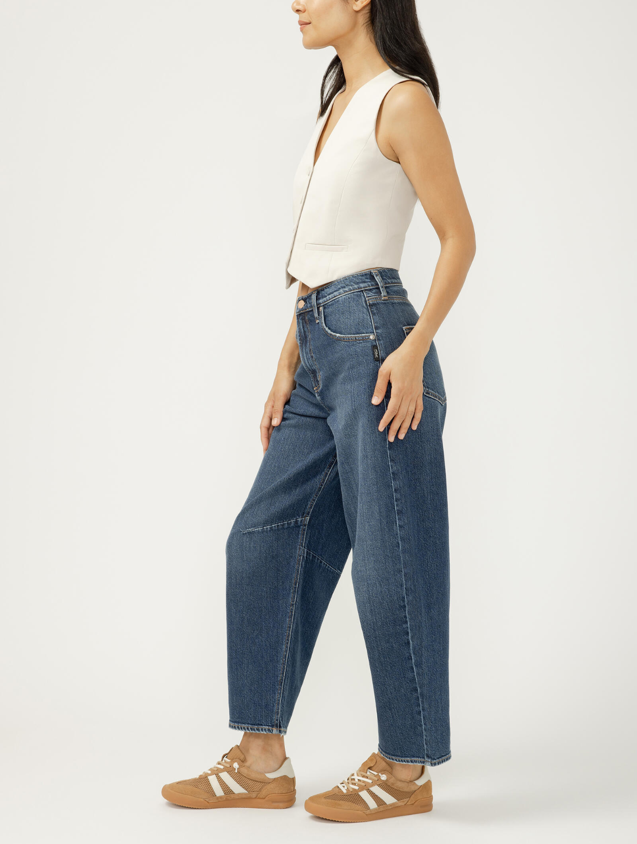 High Rise Barrel Leg Jeans