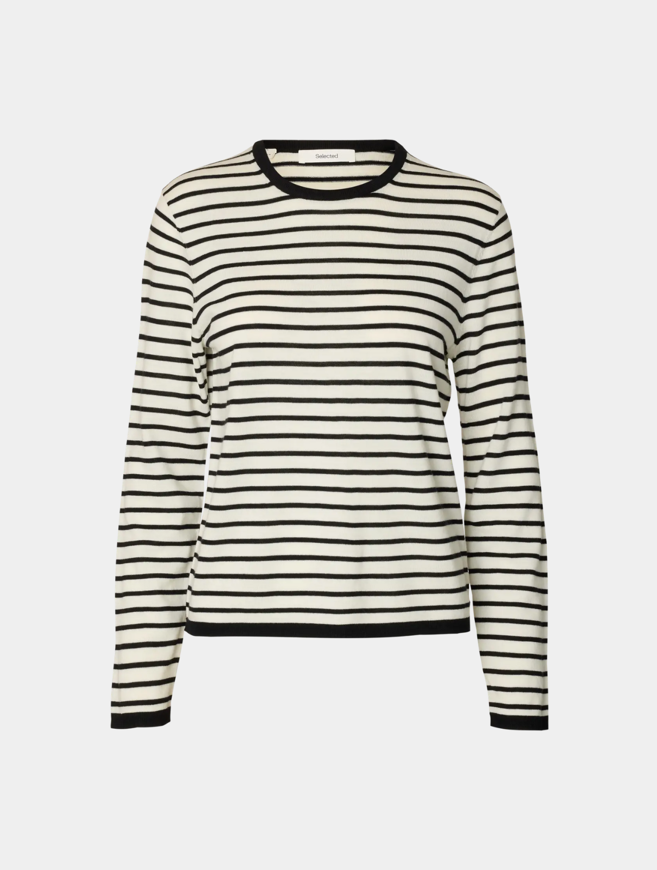 Thea LS Knit Stripe Merino O-Neck