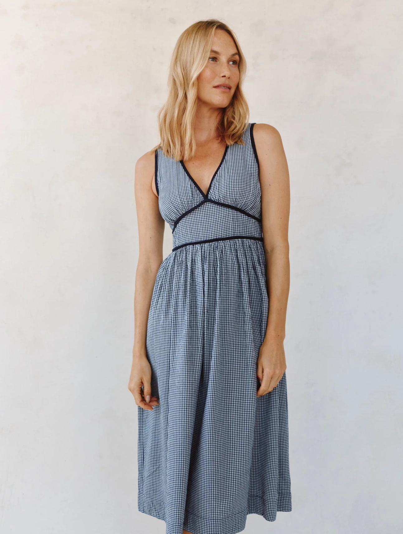 Fit & Flare V-Neck Midi Dress