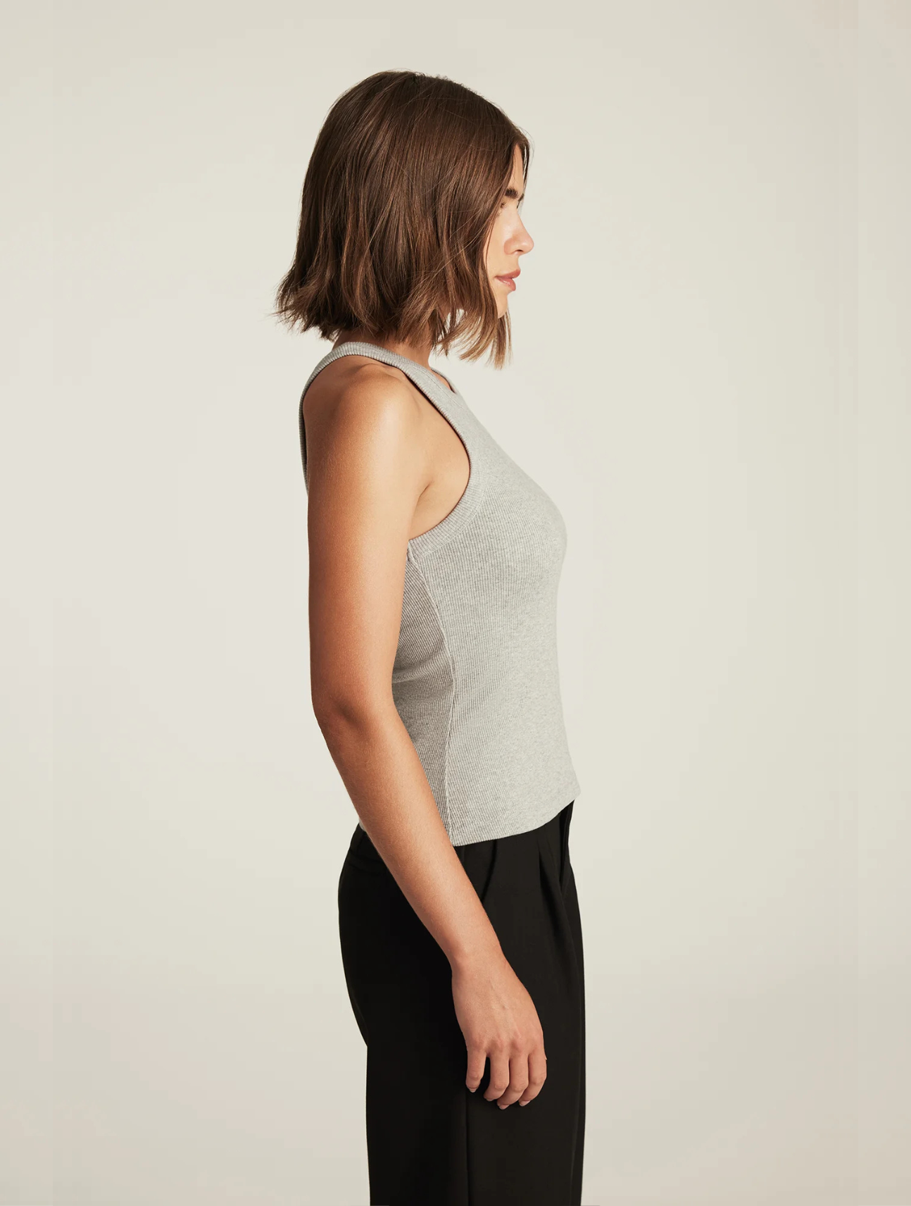 Stella Ribbed High Neck Tank Top