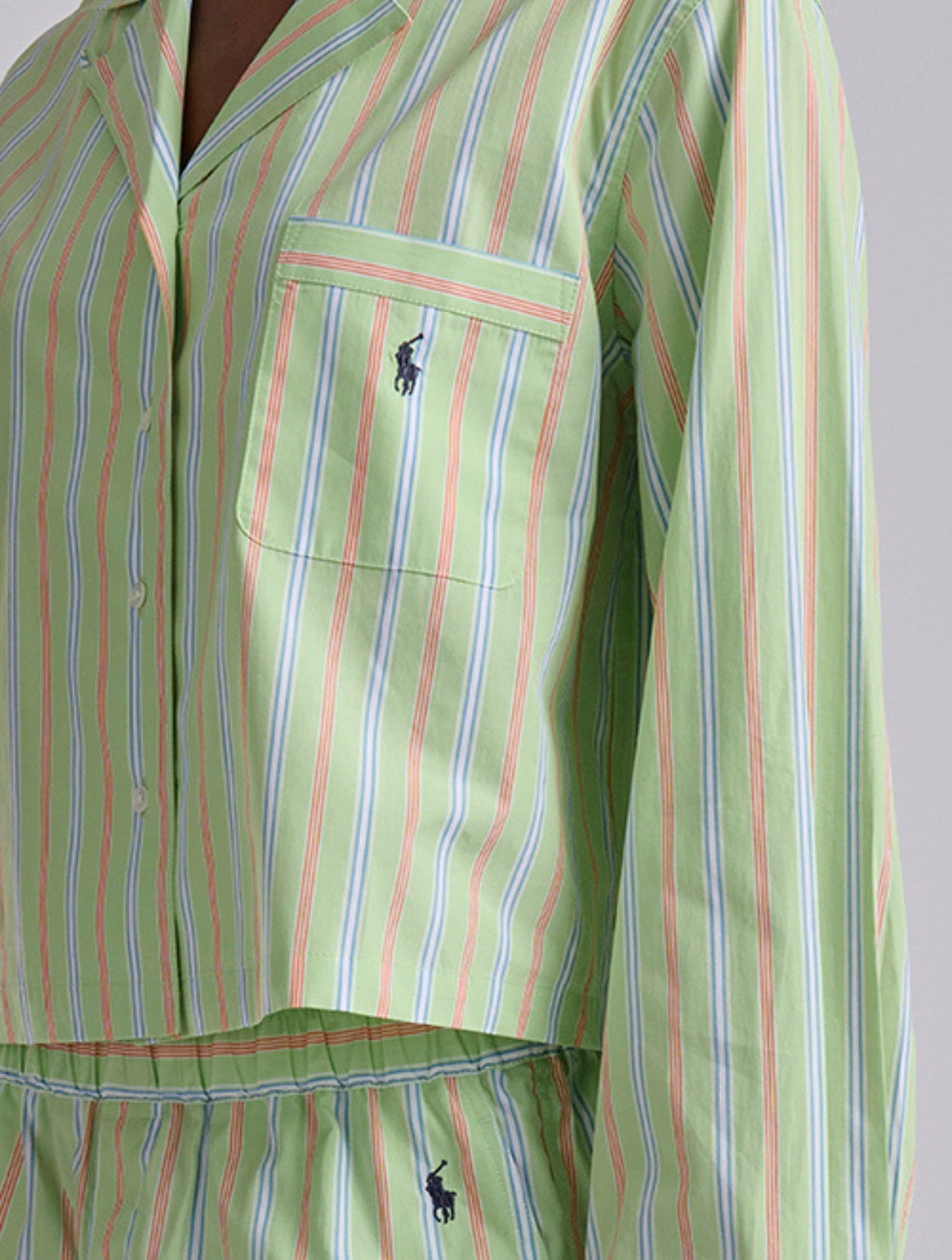 Cropped Cotton Poplin Pajama Set