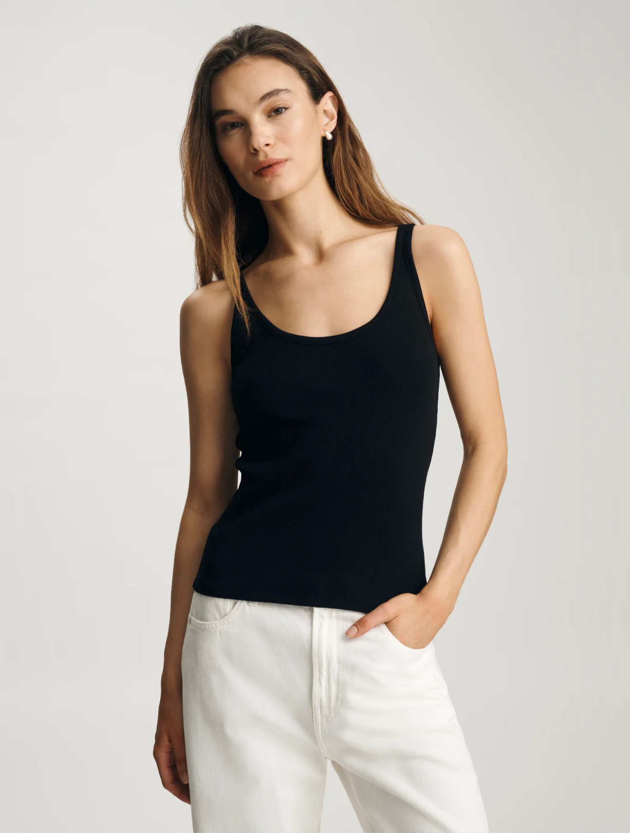 Ribbed Scoop Neck Tank Top