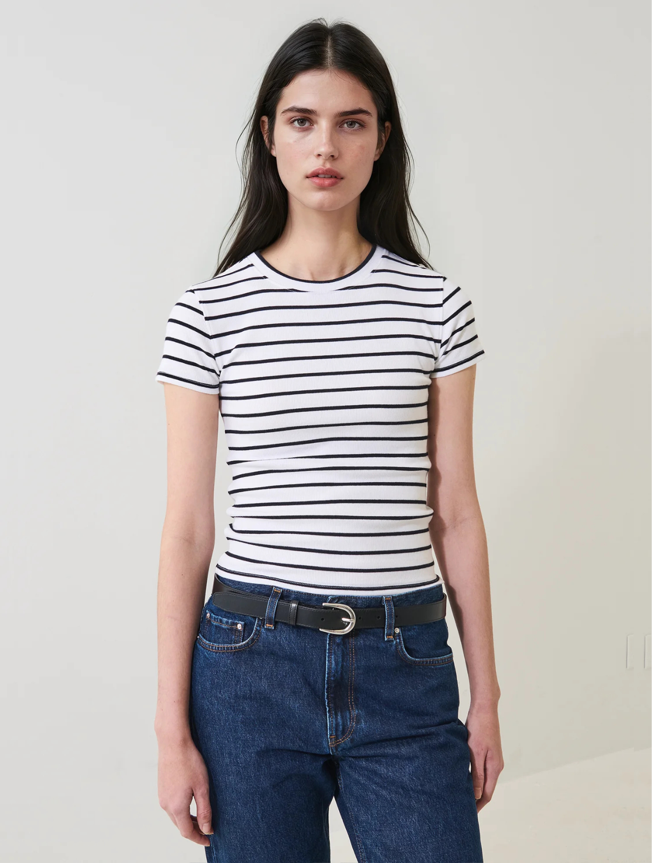 Pima Cotton Stretch Striped Ribbed Baby T-Shirt