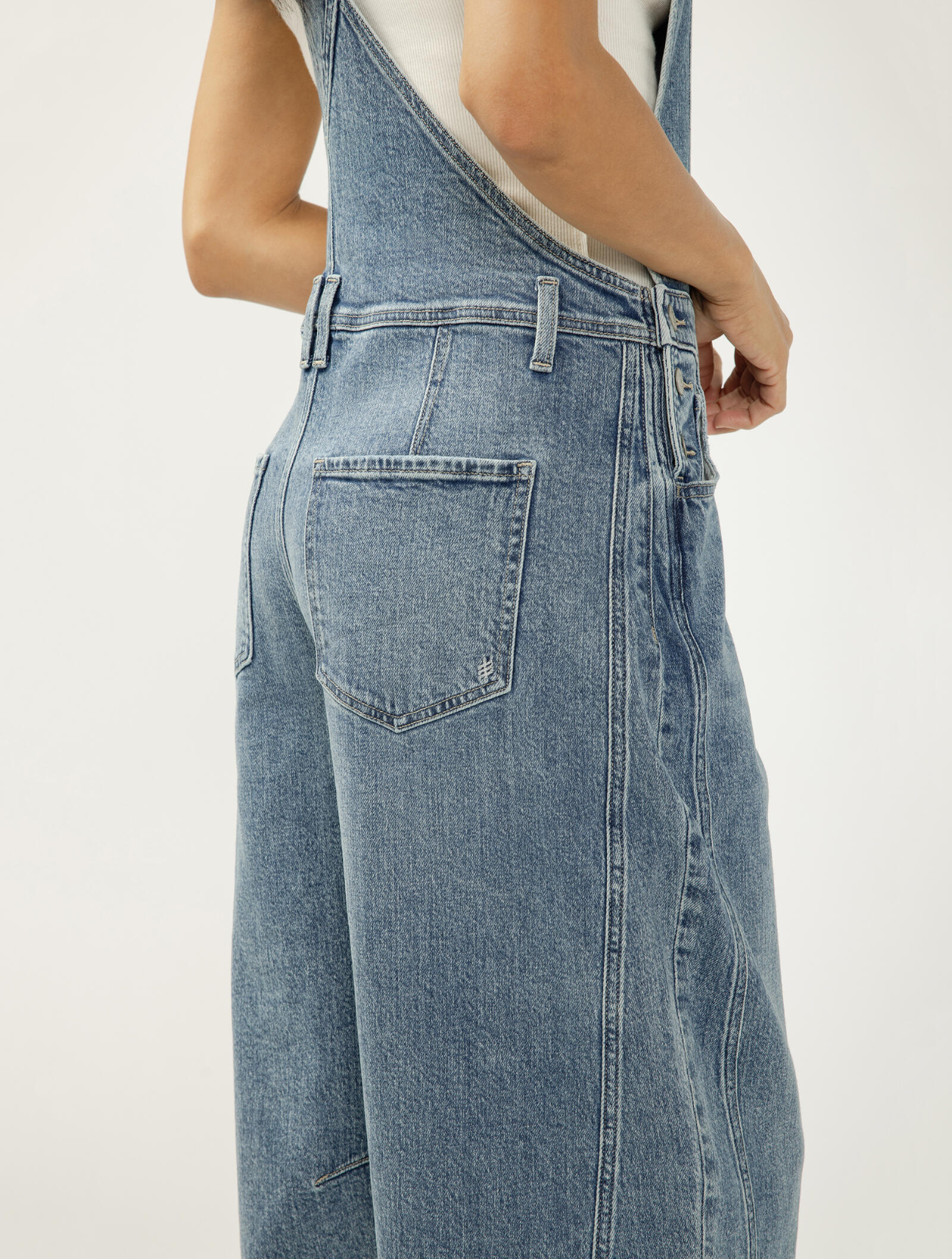 Denim Barrel Leg Overalls