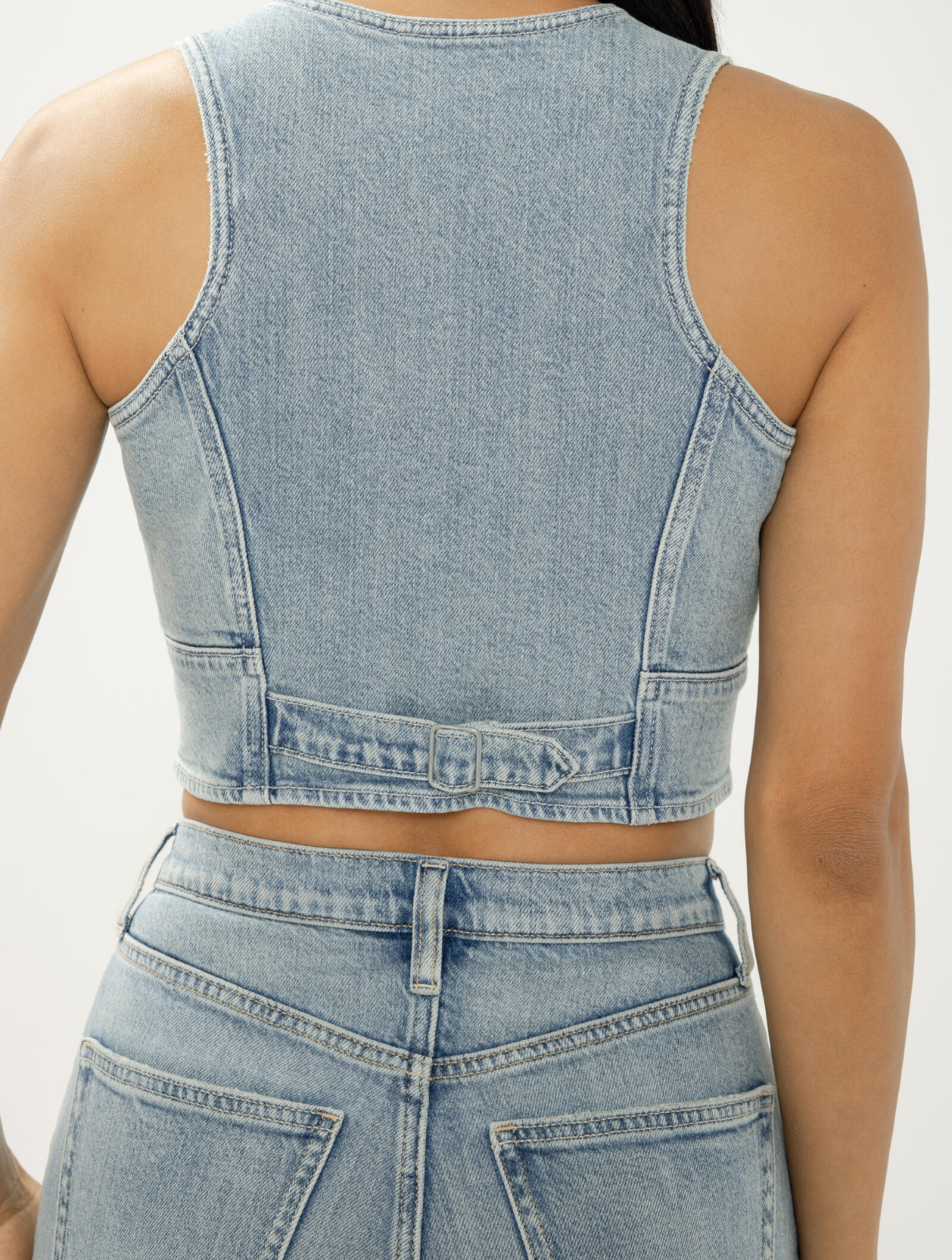 Cropped Denim Vest
