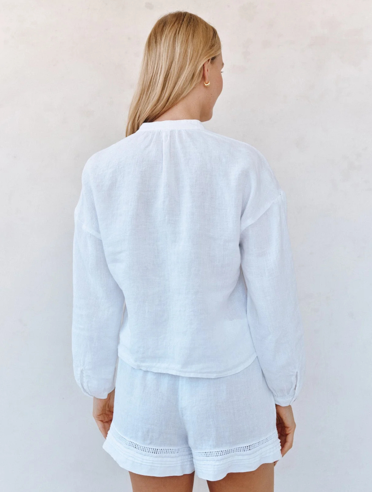 Mandarin Collar Trimmed Button Down