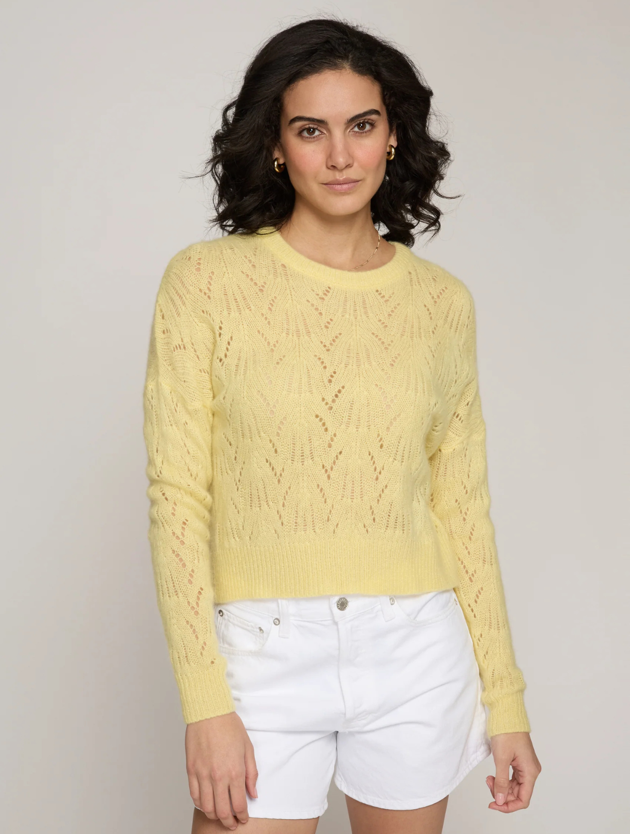 Allover Pointelle Crew