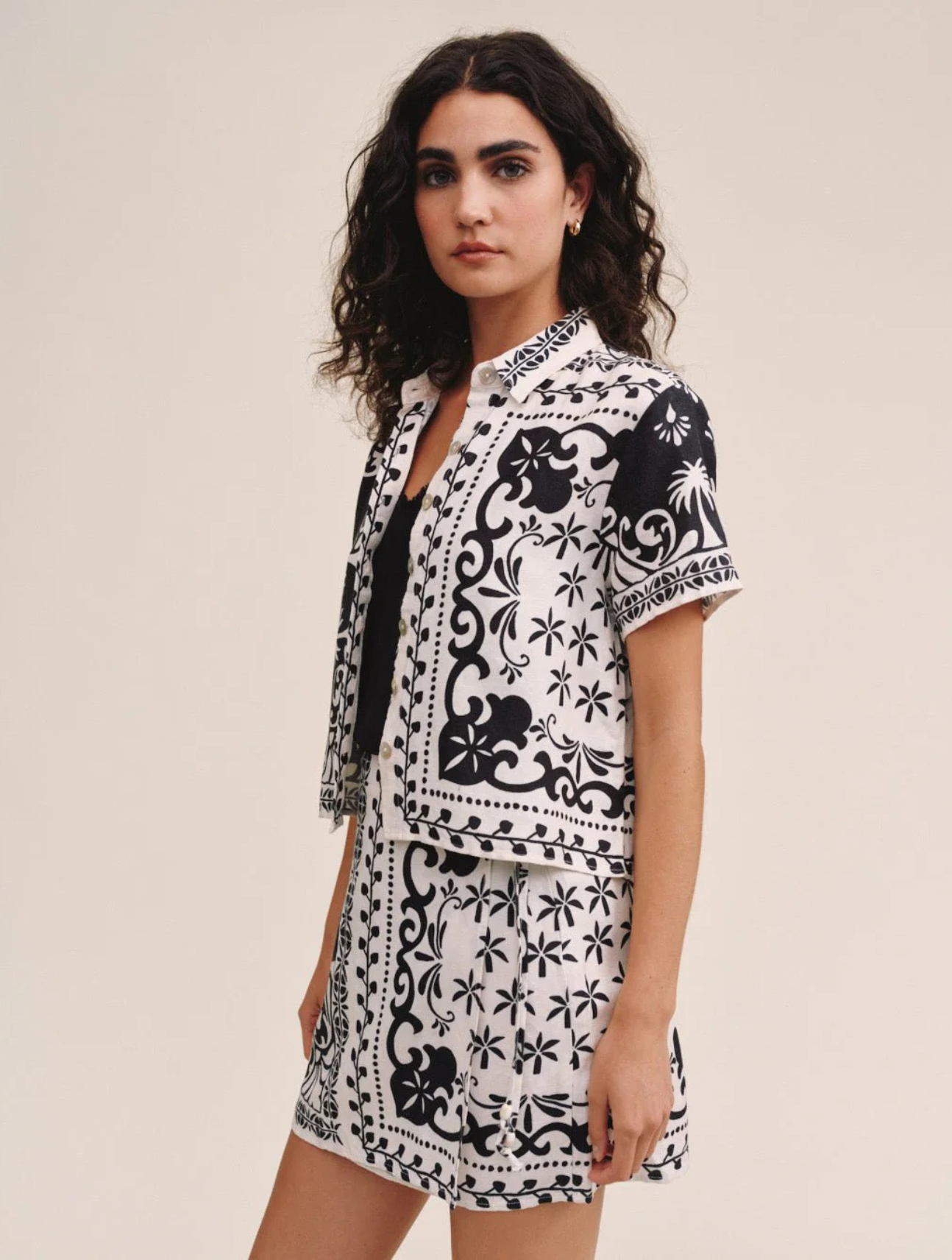 Bandana Short Sleeve Camp Shirt