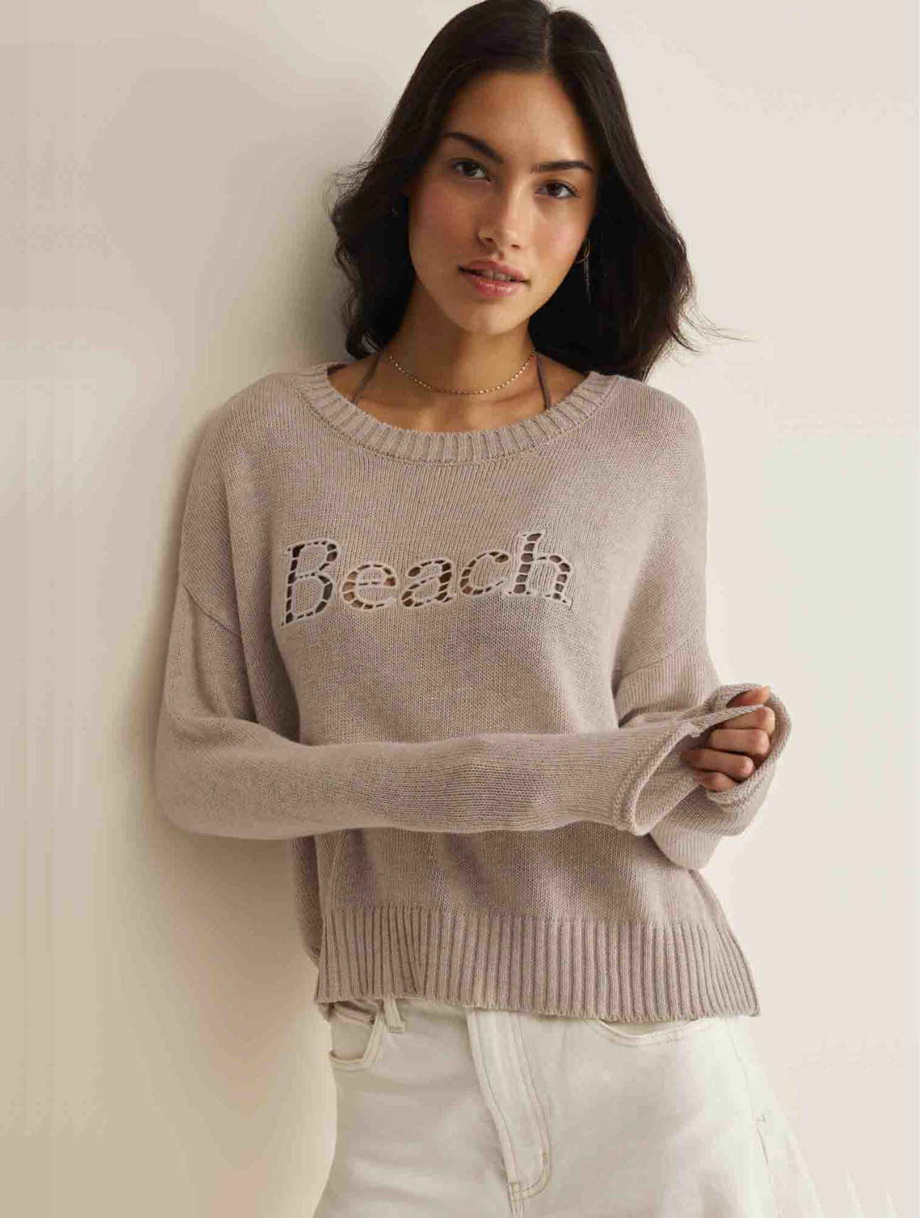 Beach Embroidered Sweater