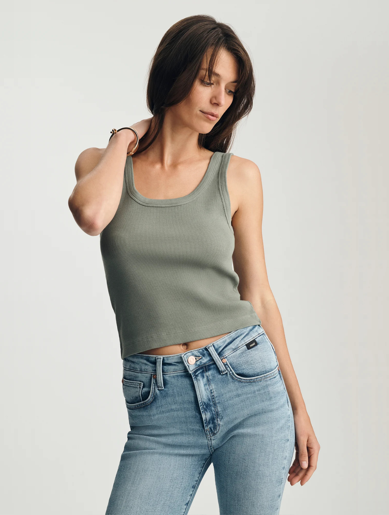 Ribbed Square Neck Tank Top
