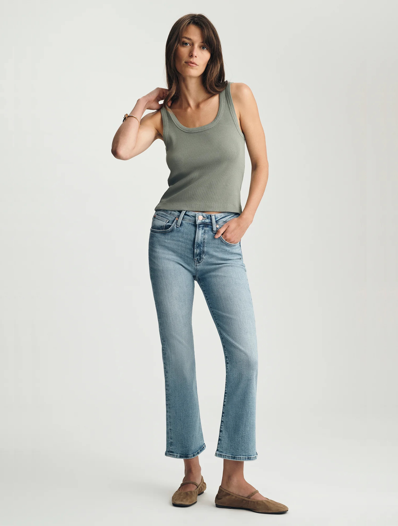 Ribbed Square Neck Tank Top