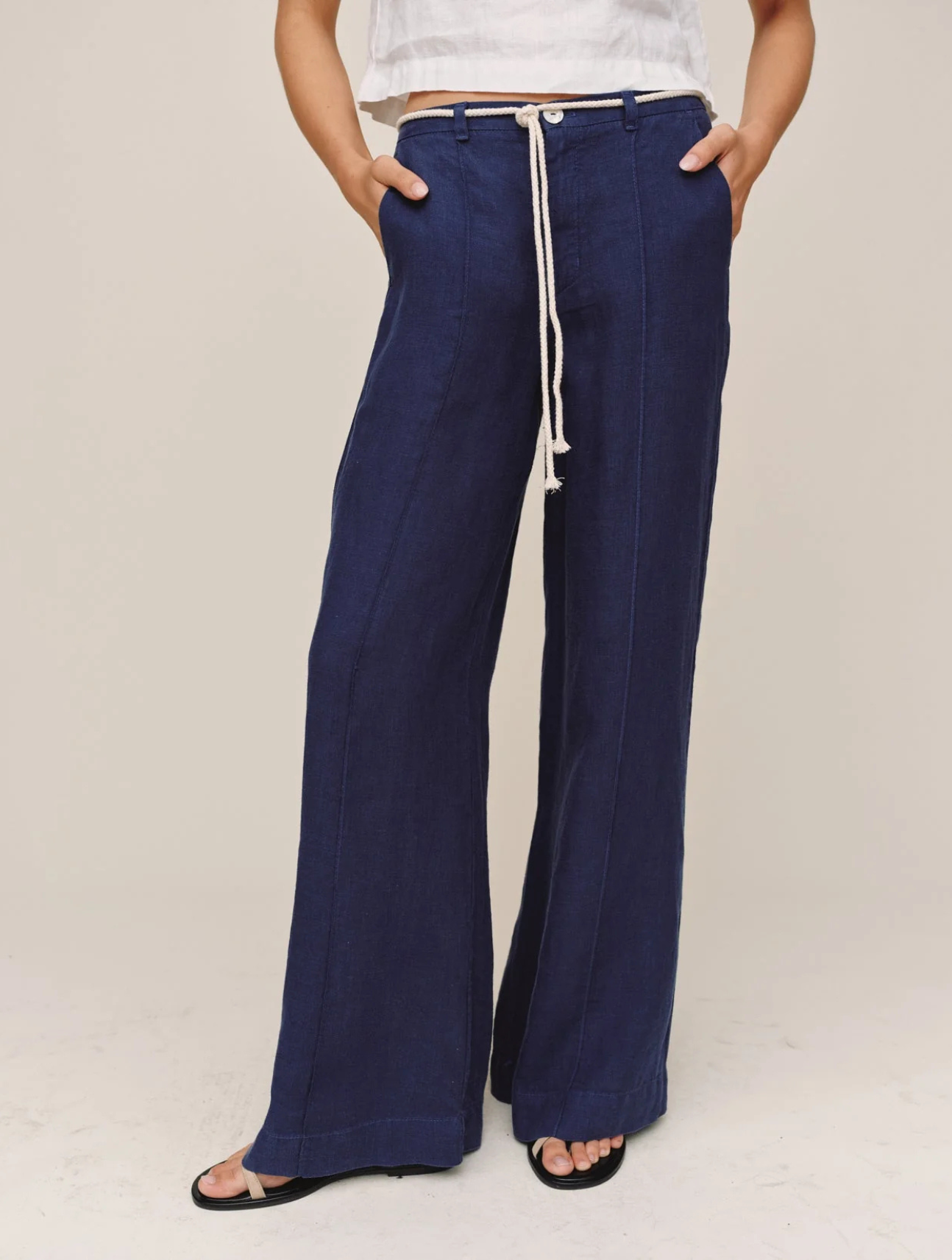 Clean Waist Pintuck Wide Leg