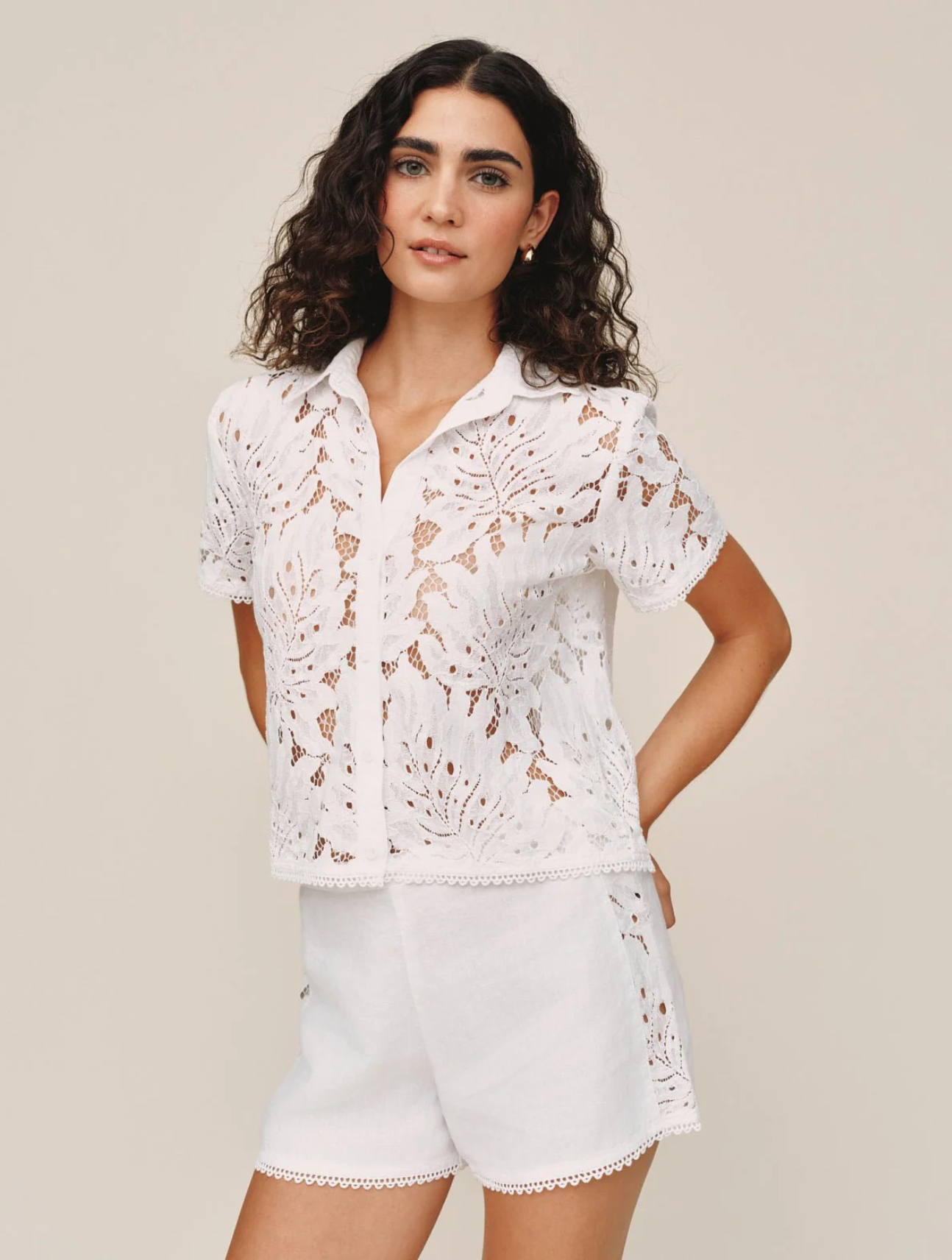 Short Sleeve Contrast Button Down