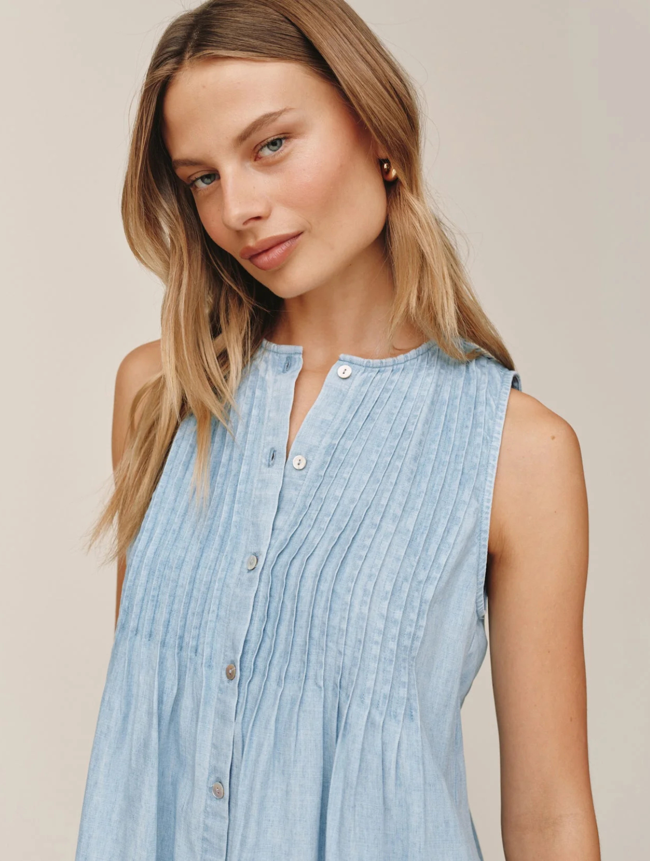 Sleeveless Pintuck Dress
