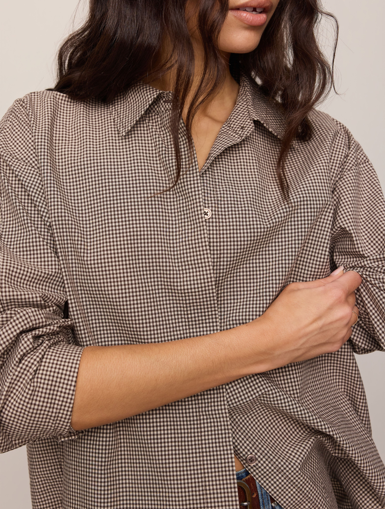 On Duty Gingham Button Up
