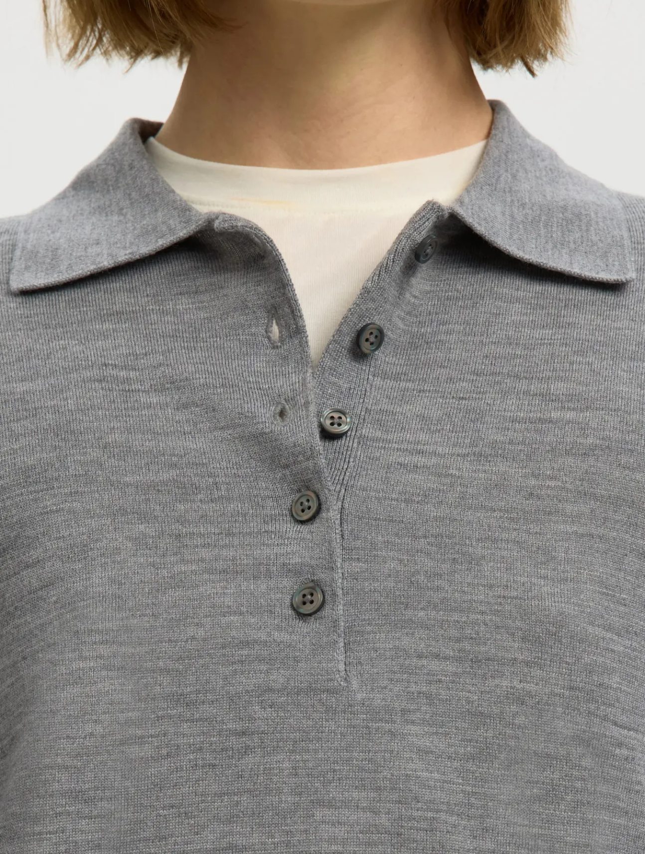 Thea LS Knit Merino Collar Sweater