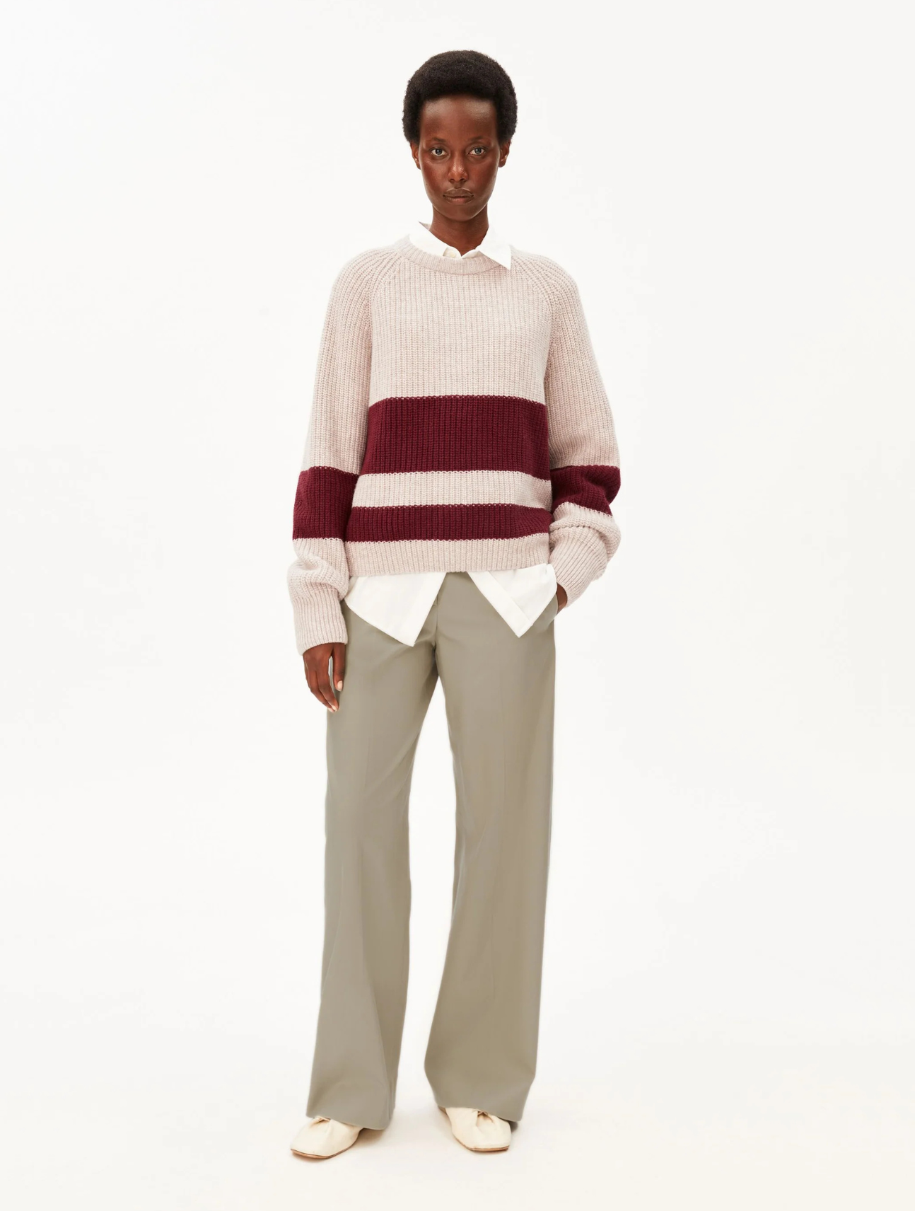 Striped Rib-Knit Pullover