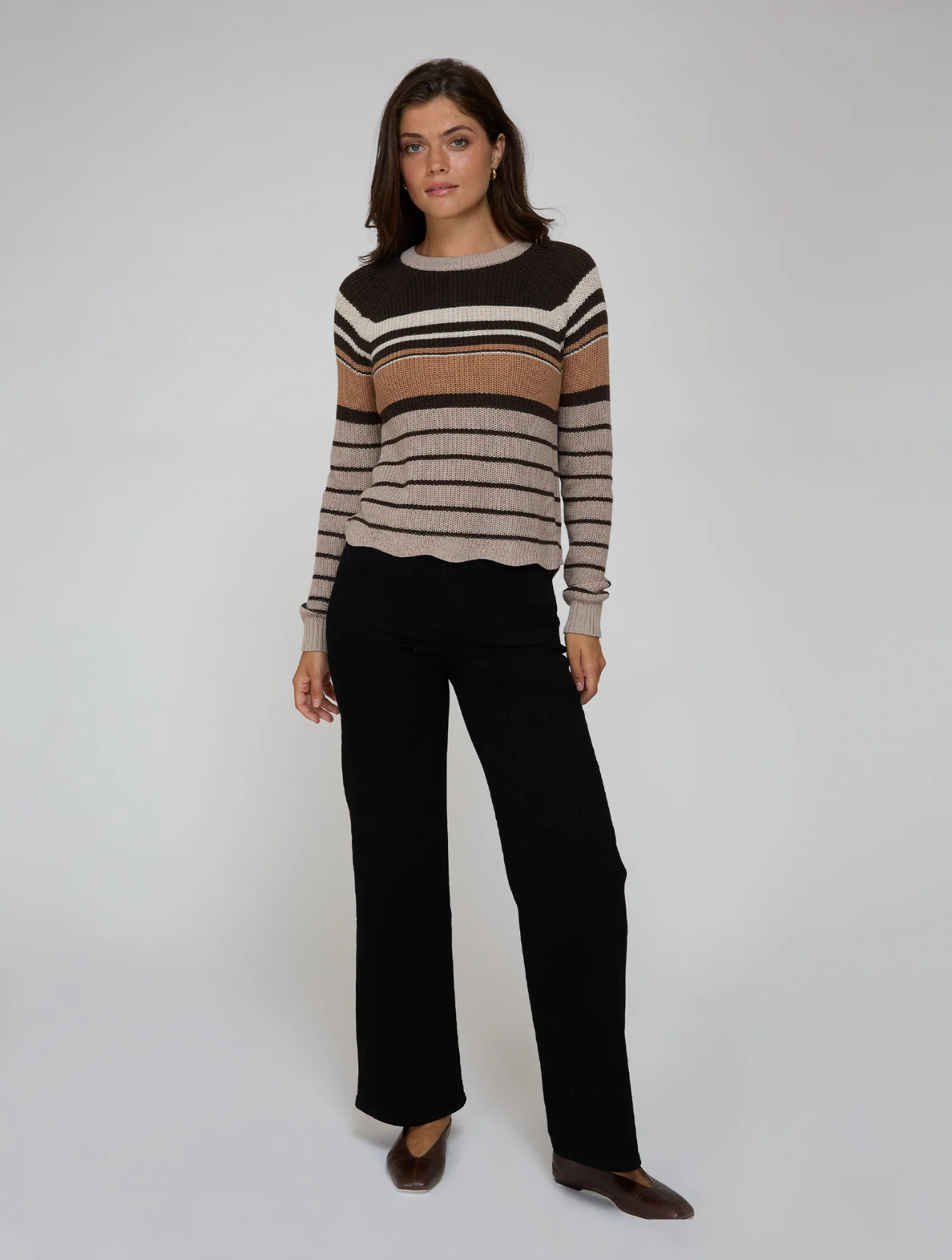 Engineered Stripe Scalloped Shaker Crew